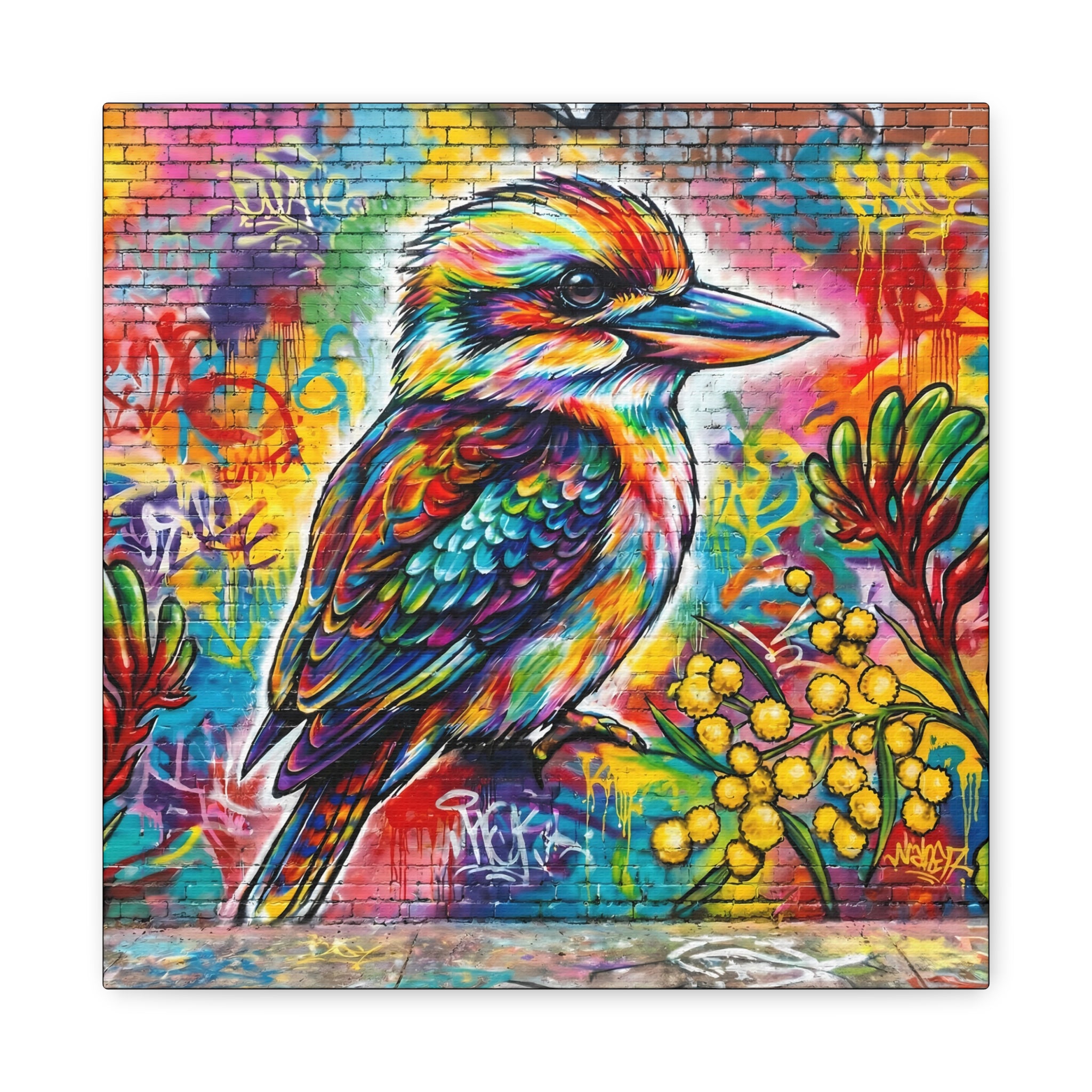 Graffiti Art Kookaburra Matte Canvas Stretched 1.25"