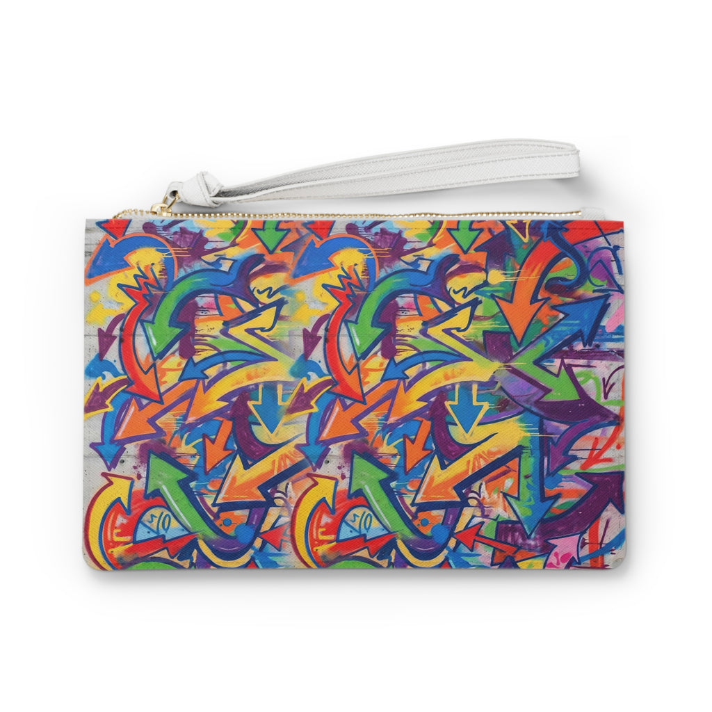 Graffiti Arrow Clutch Bag — Colorful Street Art Wristlet