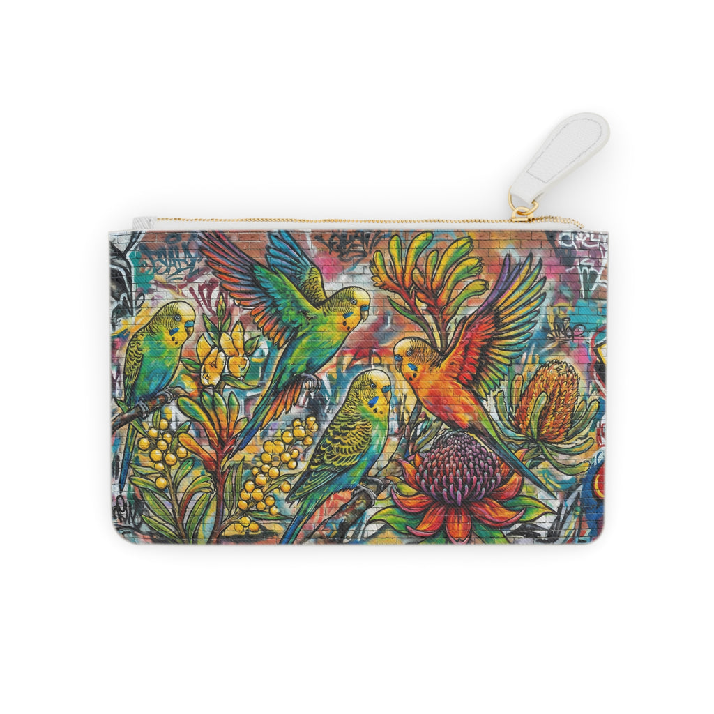 Mini Clutch Bag - Budgie Floral Zip Pouch