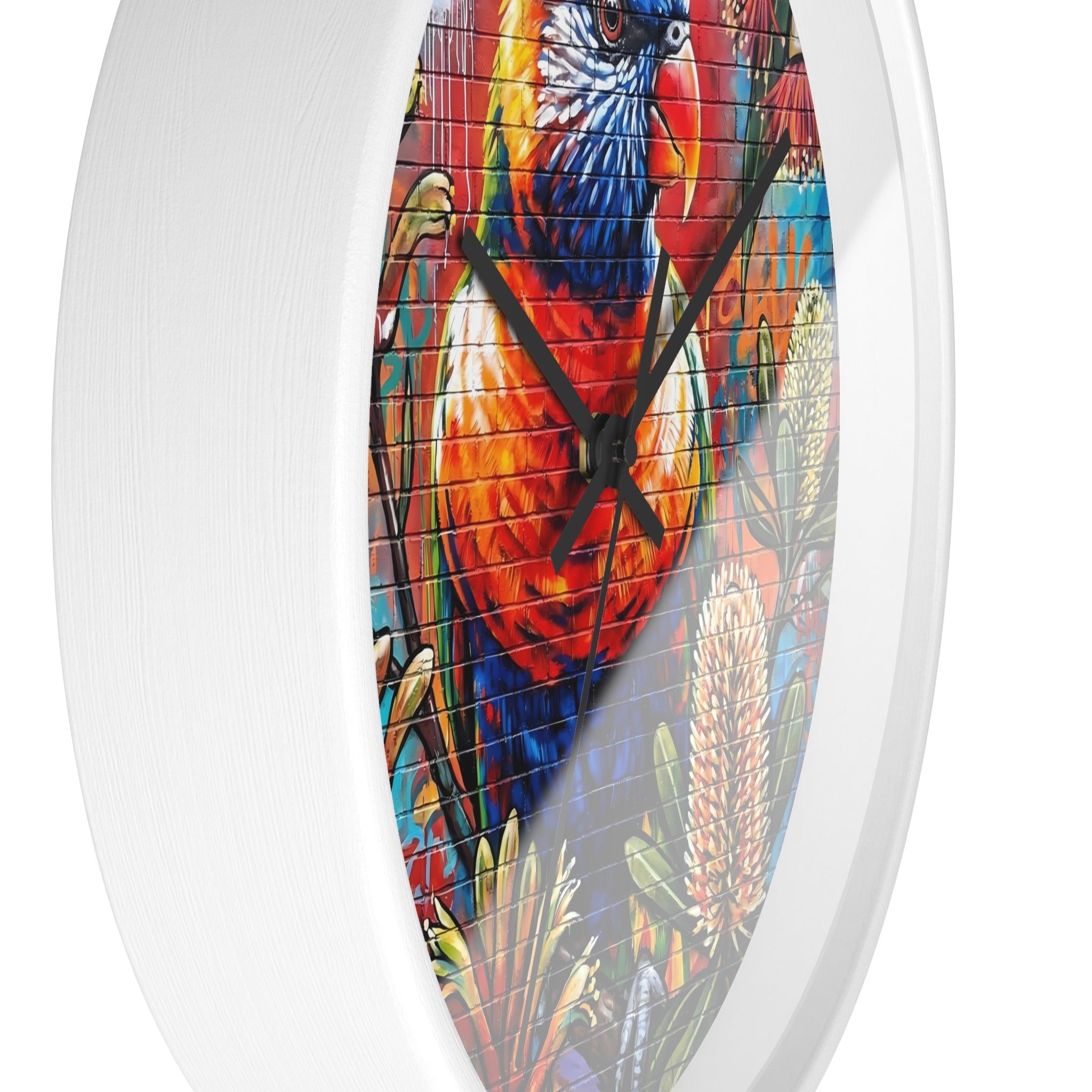 Rainbow Lorikeet Wall Clock | Colorful Parrot Art, Botanical Mural