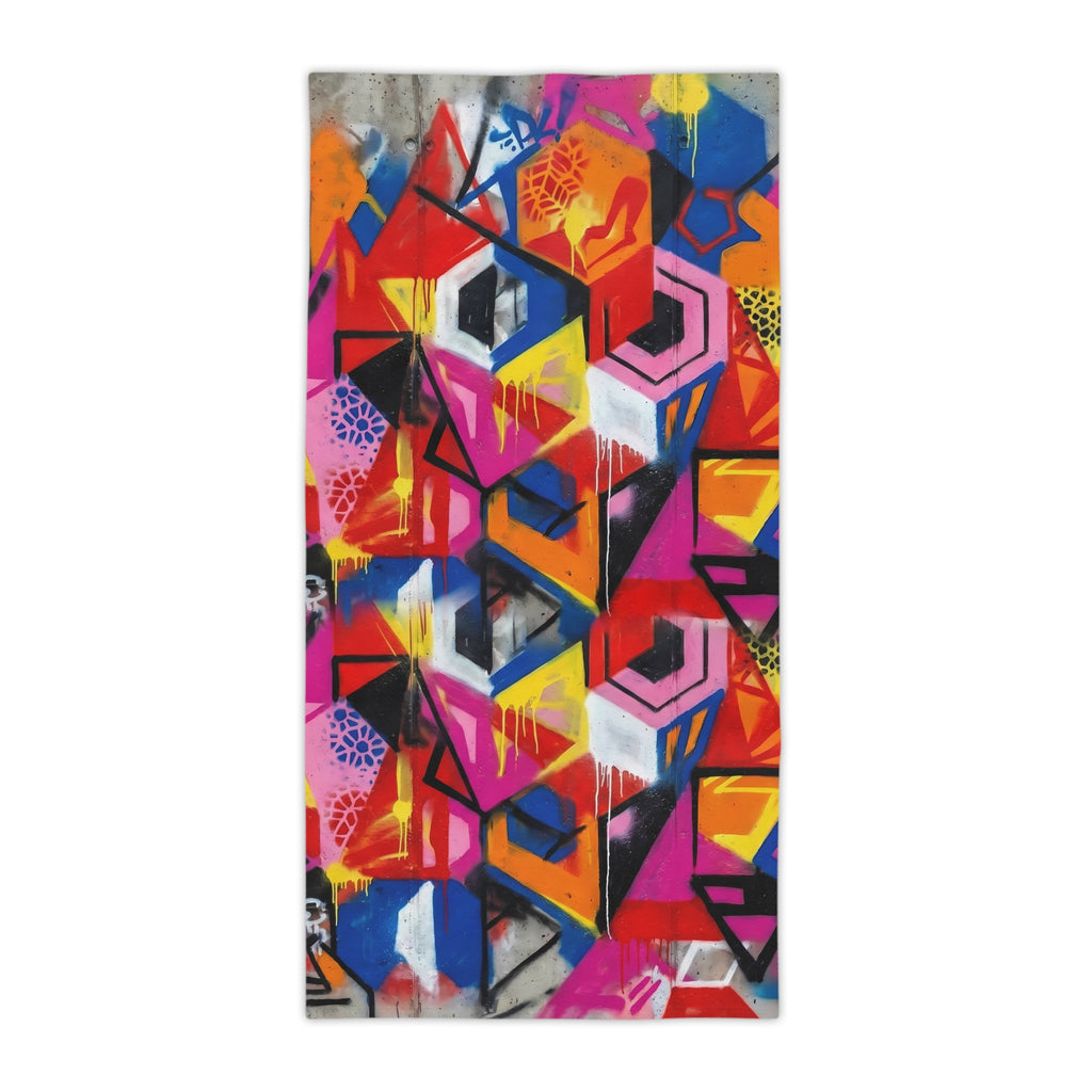 Graffiti Geo Beach Towel — Vibrant Abstract Street Art Design