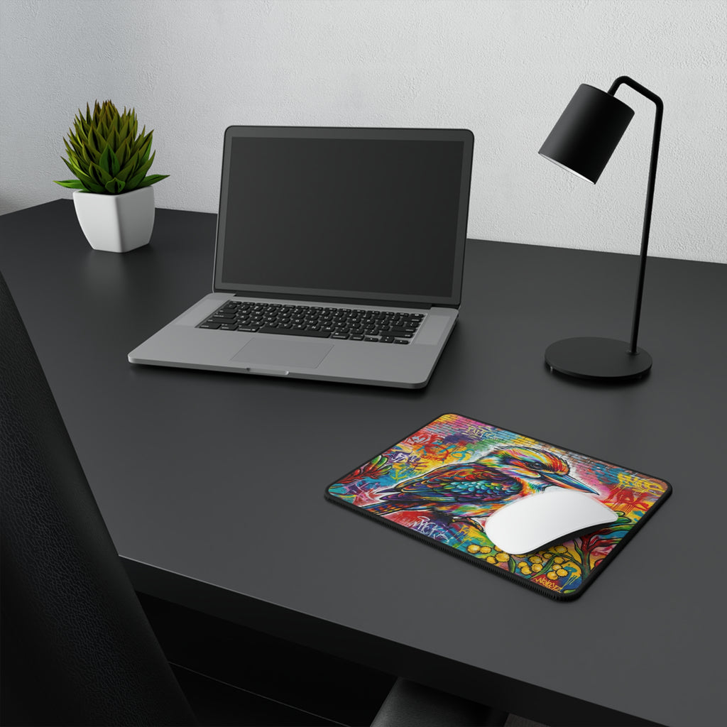 Vibrant Kookaburra Graffiti Mouse Pad — Non‑Slip Gaming Desk Mat