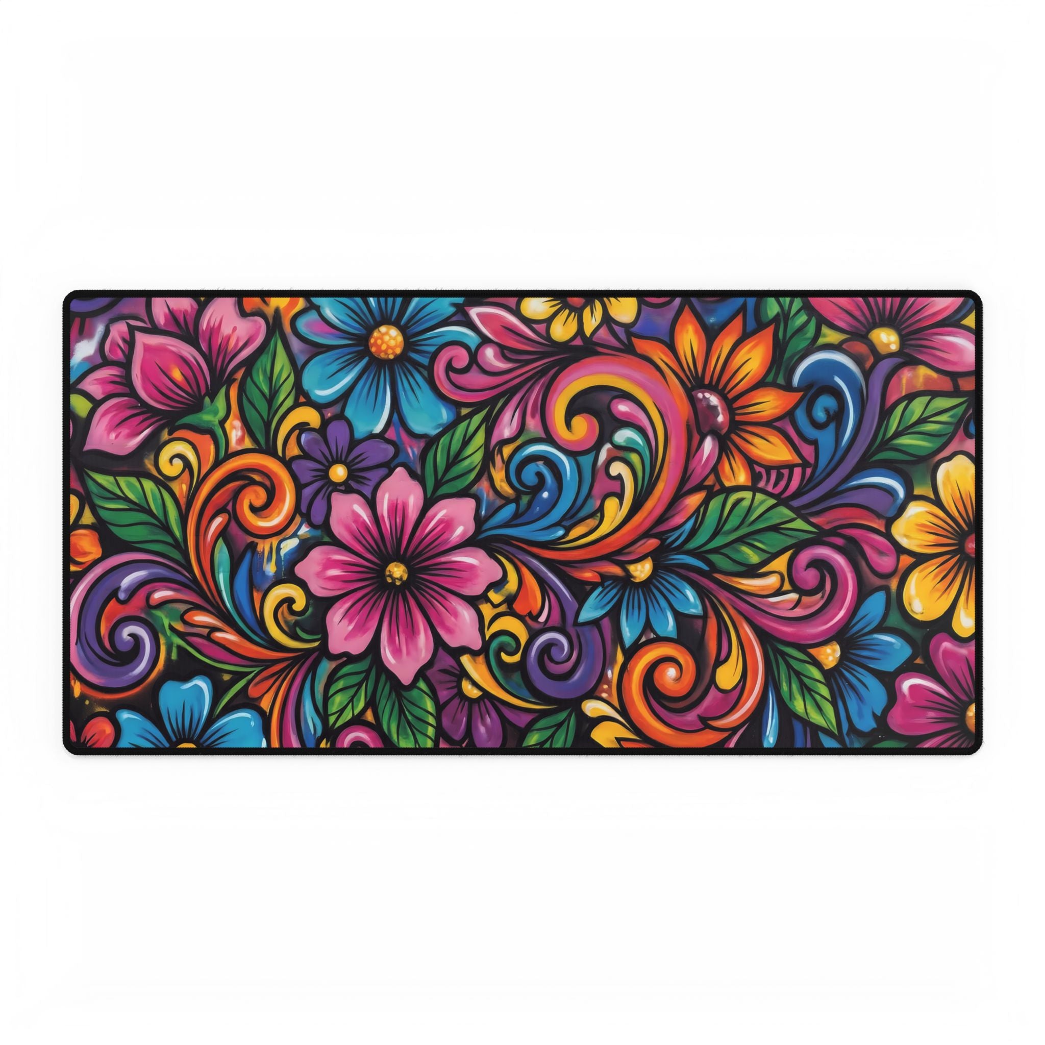 Floral Vibes Desk Mat — Colorful Boho Floral XXL Mouse Pad
