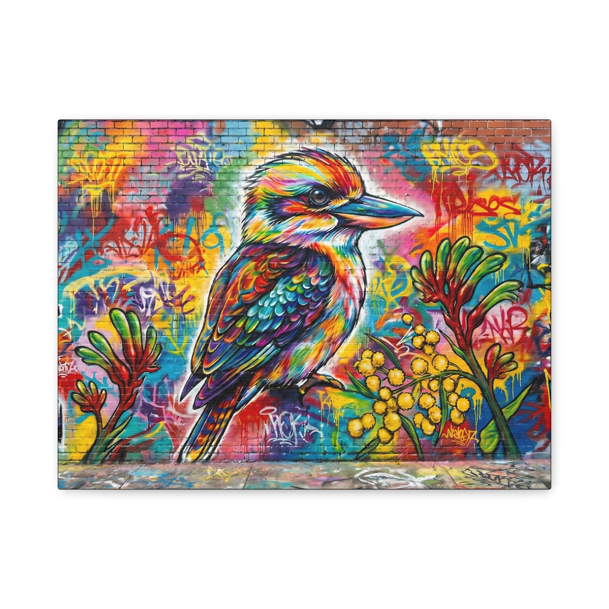 Graffiti Art Kookaburra Matte Canvas Stretched 1.25"