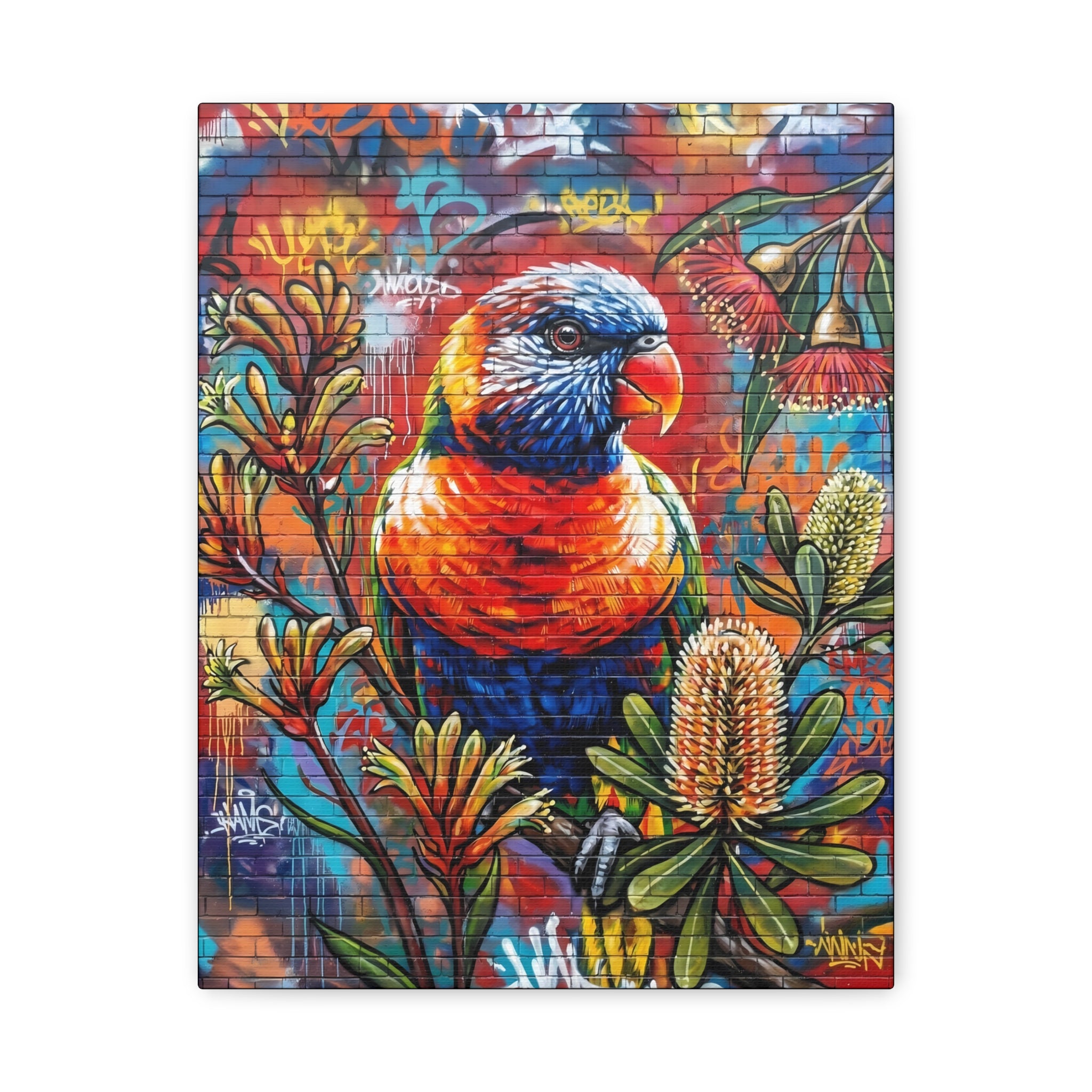 Rainbow Lorikeet Graffiti Canvas Print — Urban Bird Wall Art
