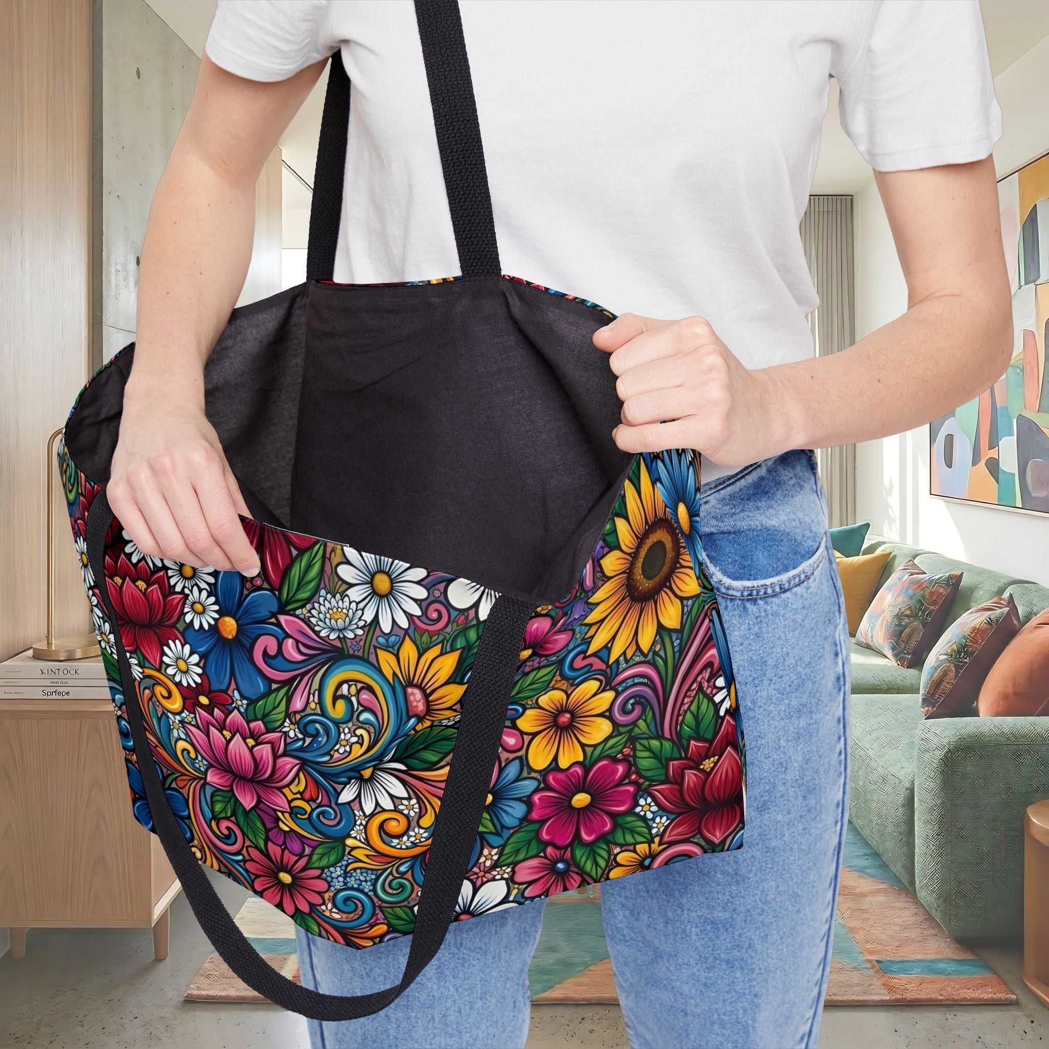 Vibrant Floral Paisley Weekender Tote Bag | Colorful Boho Flowers