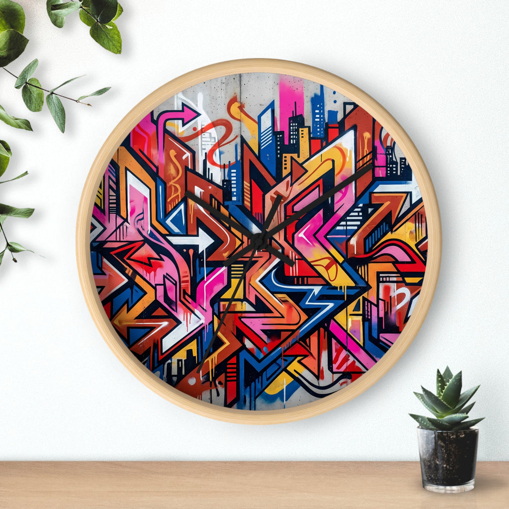 Graffiti Design Wall Clock — Colorful Urban Street Art Timepiece
