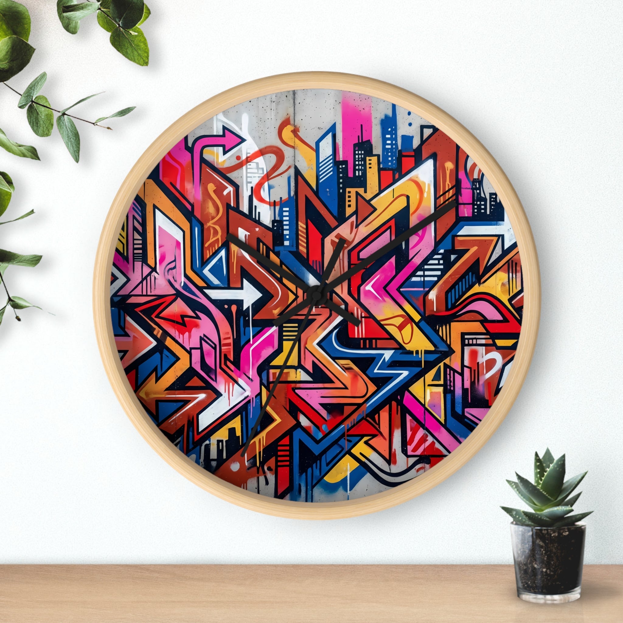 Graffiti Design Wall Clock — Colorful Urban Street Art Timepiece
