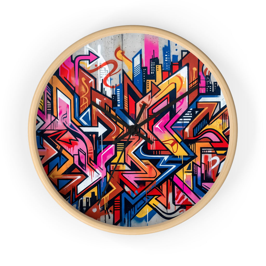 Graffiti Design Wall Clock — Colorful Urban Street Art Timepiece