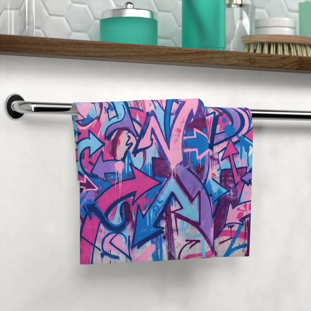 Face Towel — Pink & Blue Graffiti Arrow Print