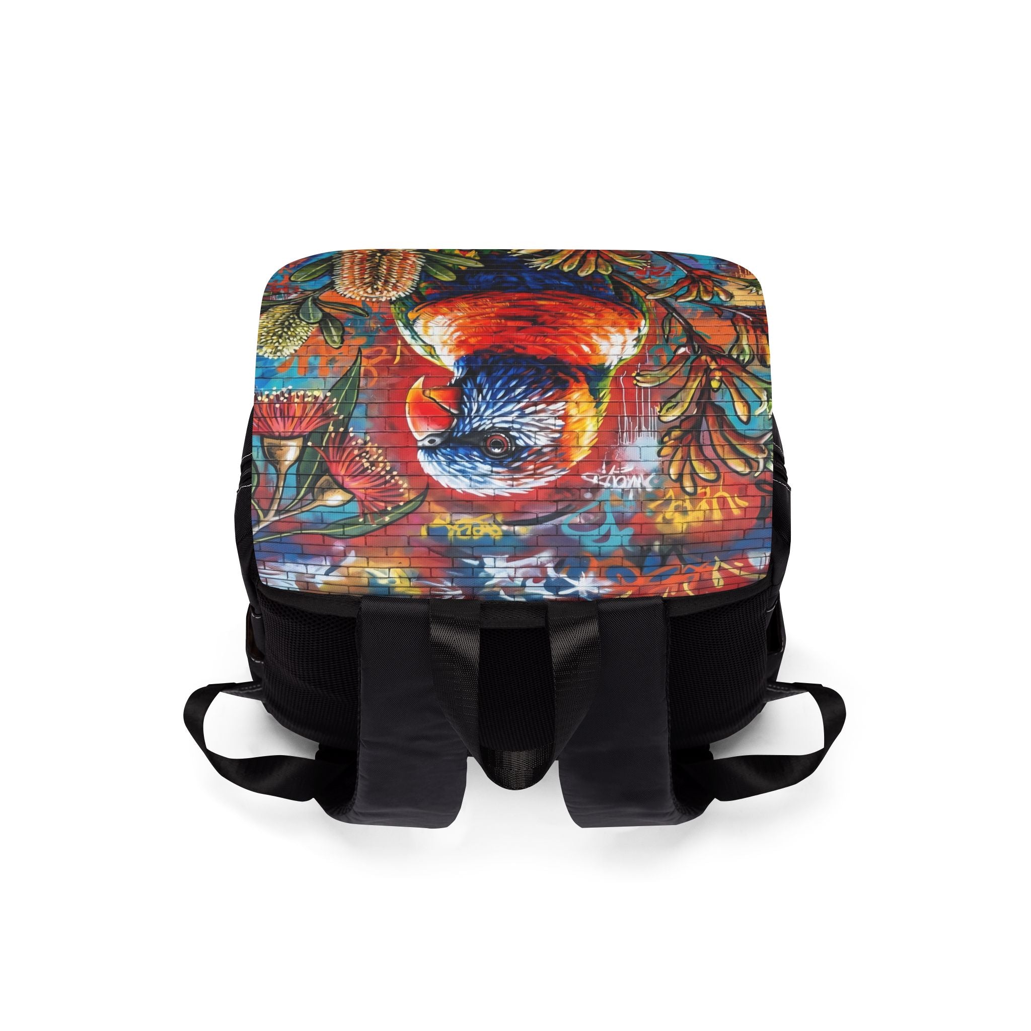 Rainbow Lorikeet Graffiti Backpack | Urban Bird Art Shoulder Backpack