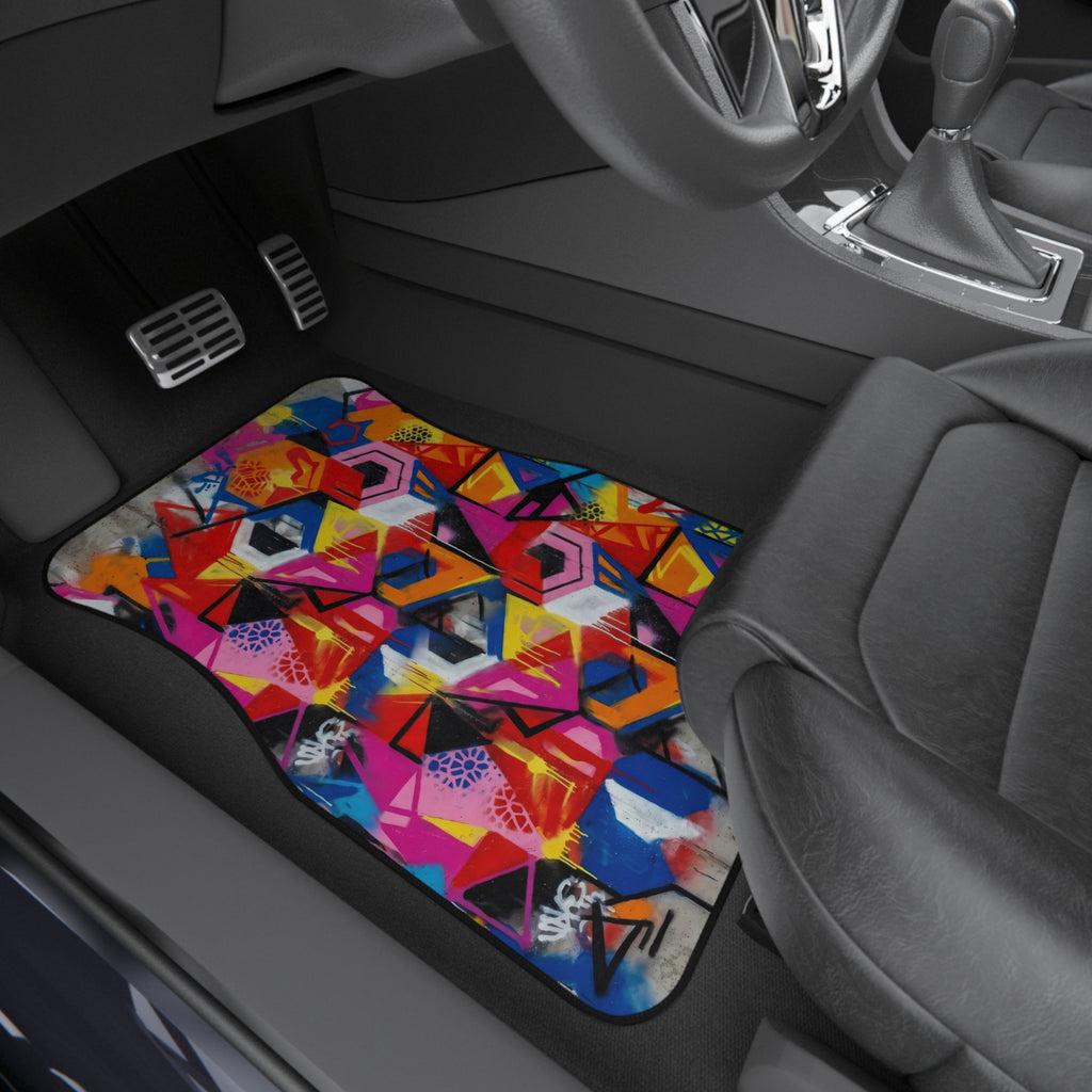 Vibrant Graffiti Urban Art Car Mats (Set of 4) | Street Style Floor Liners