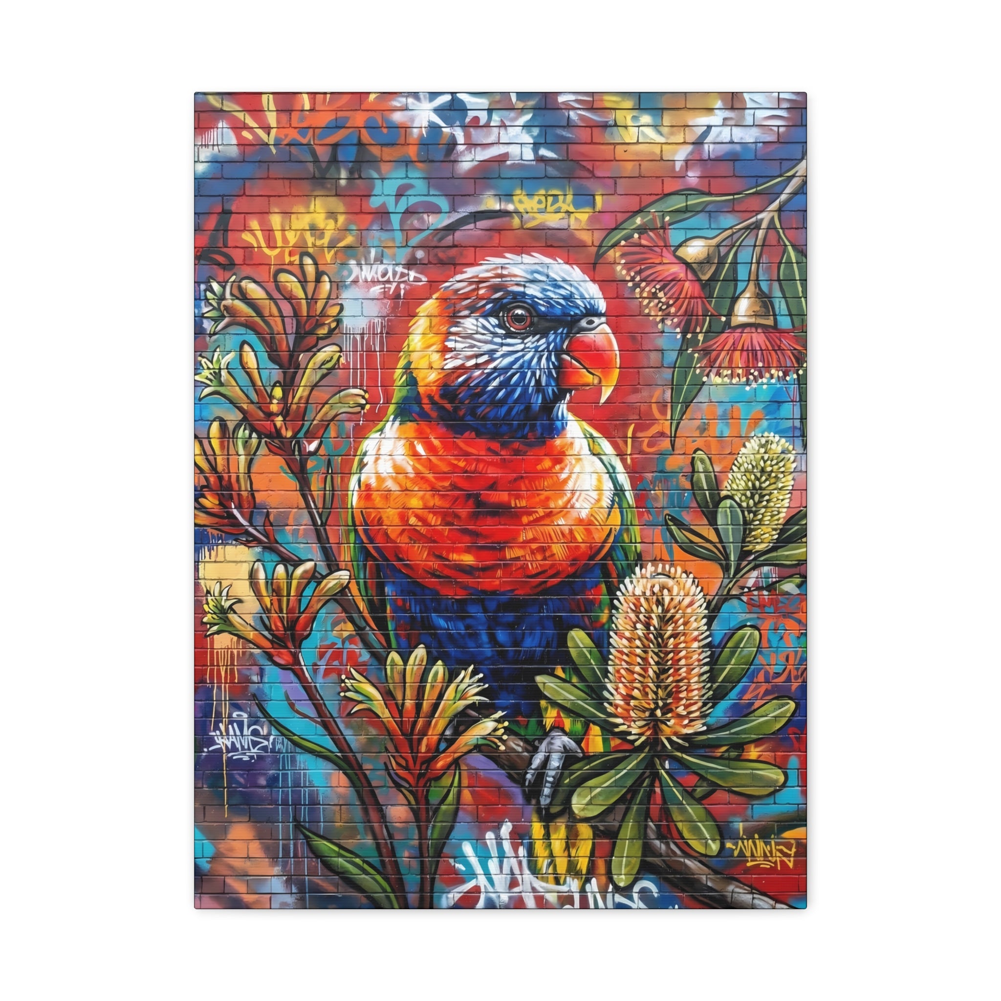 Rainbow Lorikeet Graffiti Canvas Print — Urban Bird Wall Art