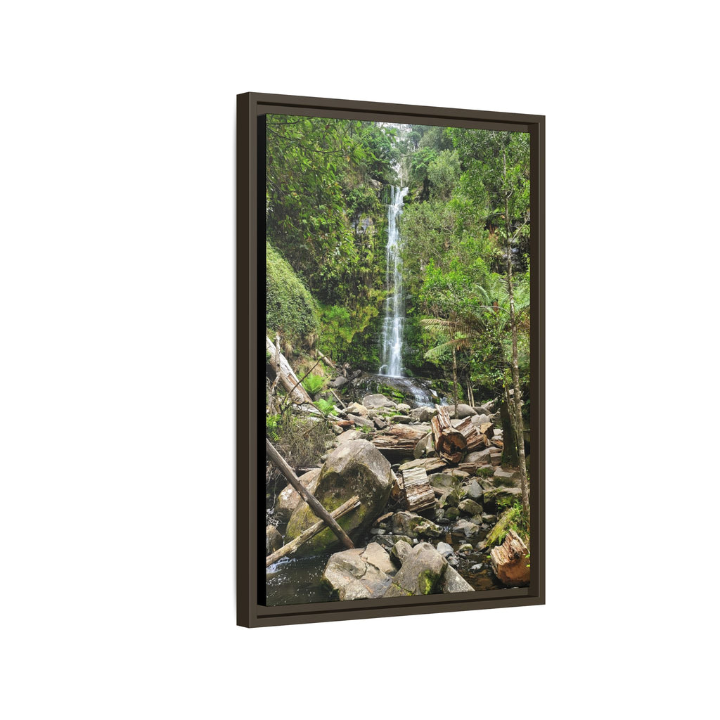 Framed Matte Canvas Waterfall — Victorian Countryside Nature Wall Art