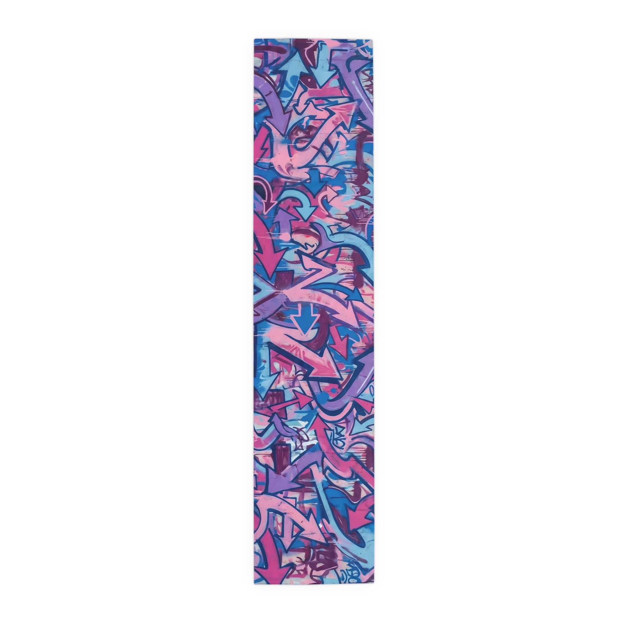 Graffiti Arrow Table Runner — Pink & Purple Street Art Cotton-Poly Blend