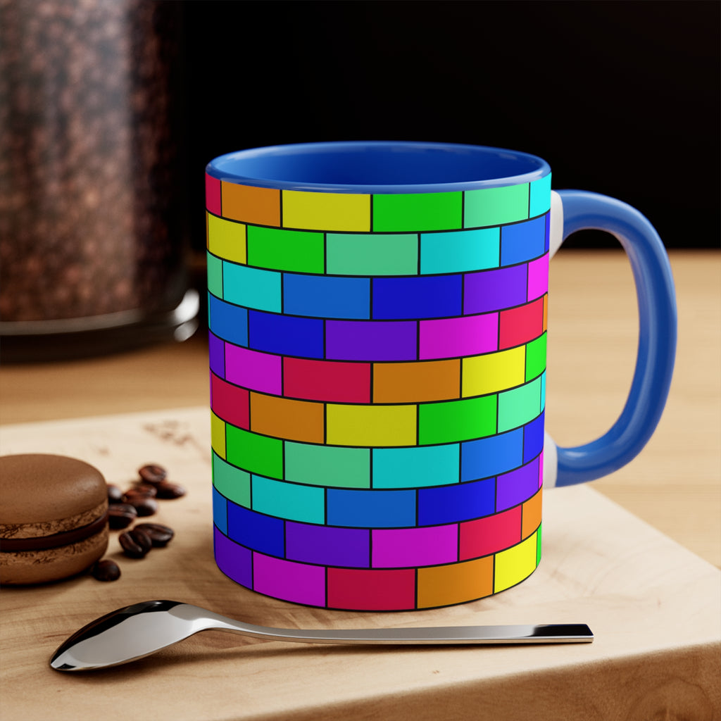 Colorful Accent Mug — Rainbow Brick Wall, 11oz