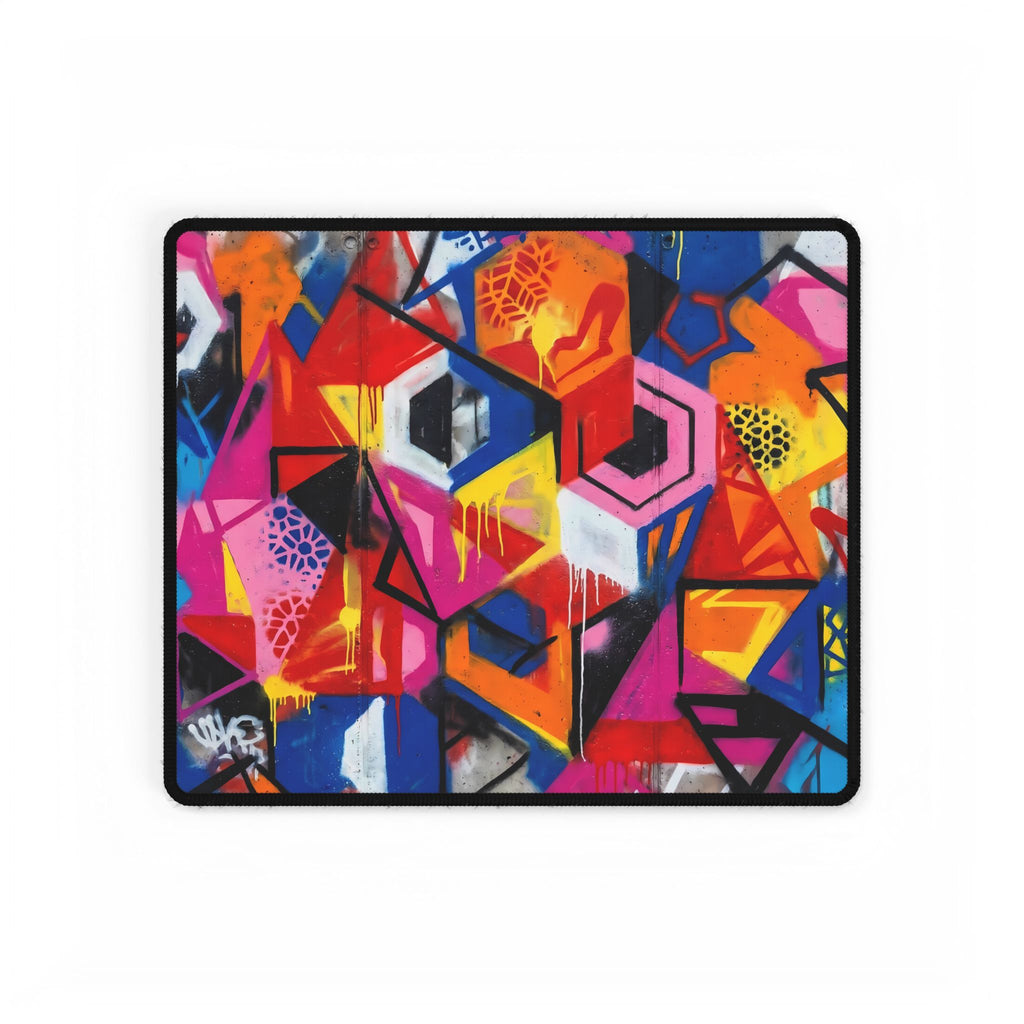 Graffiti Geometry Desk Mat — Colorful Urban Art Mouse Pad