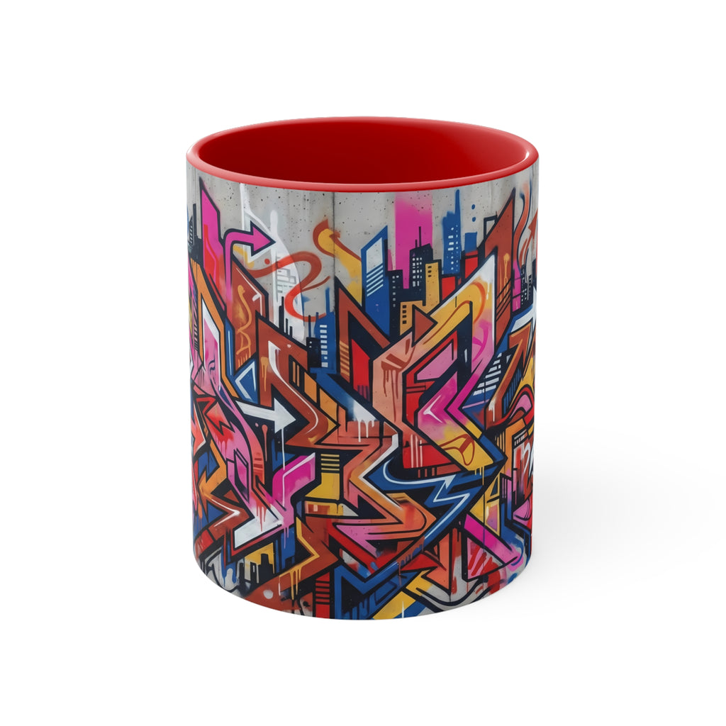 Graffiti Street Art Accent Mug — Colorful Urban Skyline 11oz