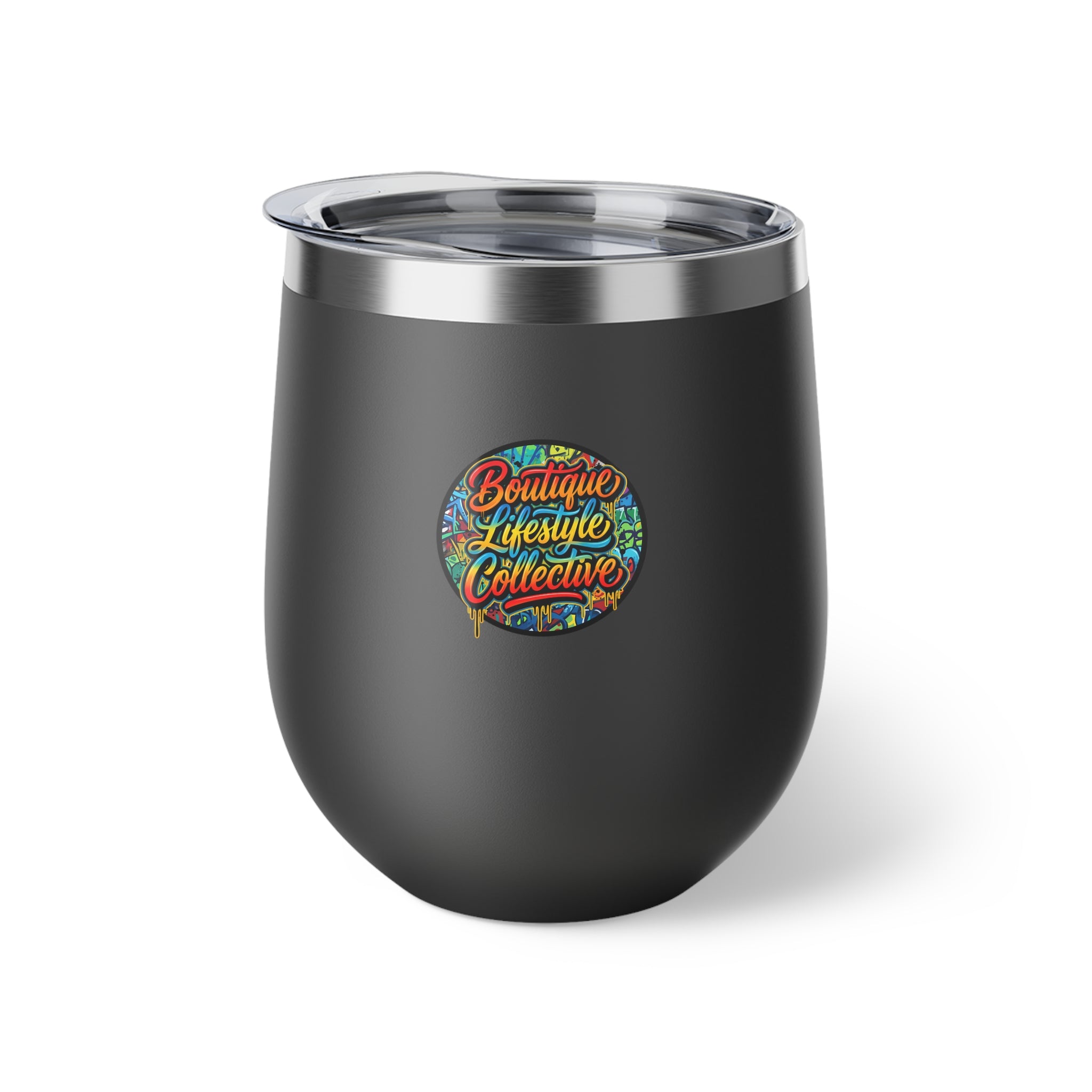 Boutique Lifestyle Collective Copper Insulated Travel Cup — Vibrant Color Logo, 12oz