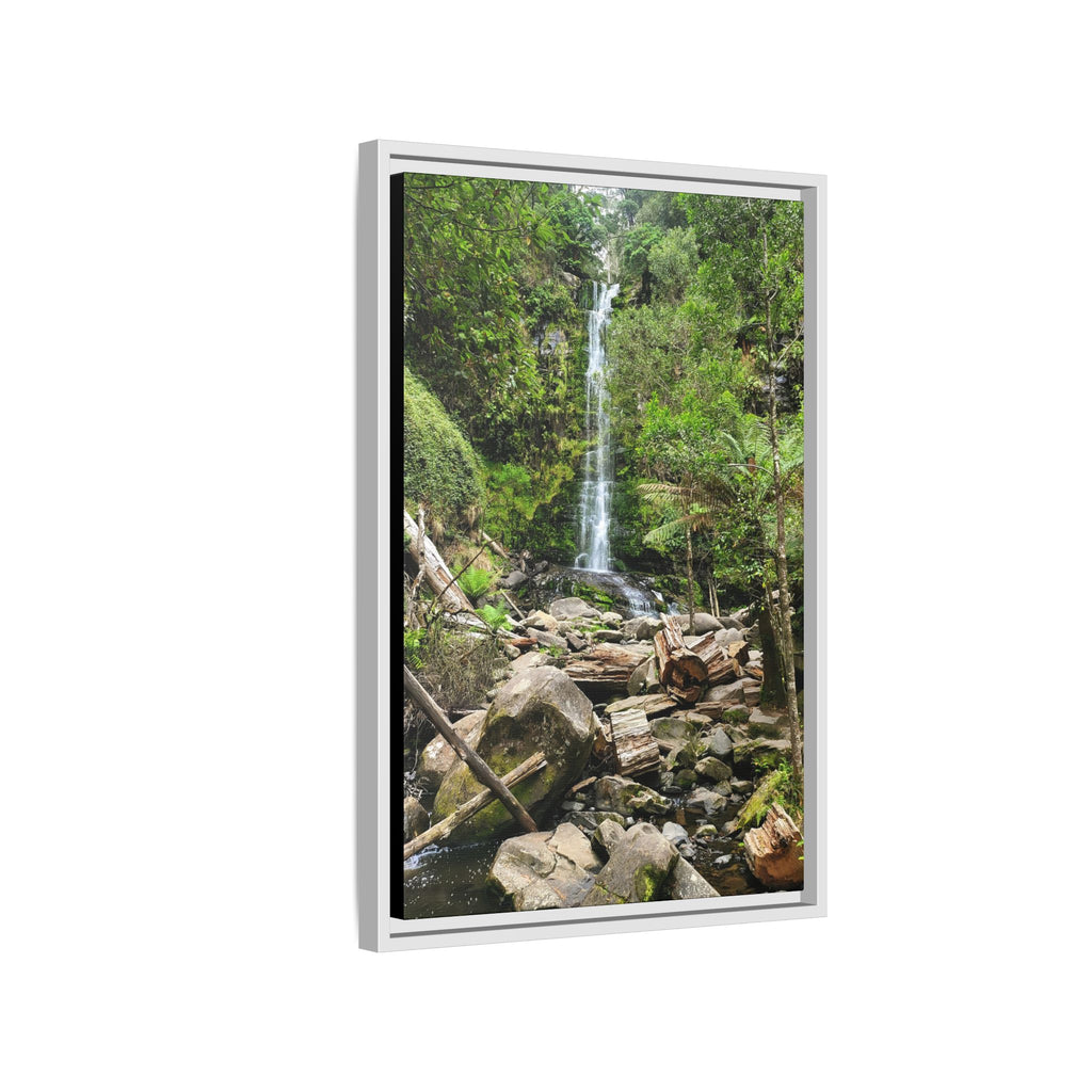 Framed Matte Canvas Waterfall — Victorian Countryside Nature Wall Art