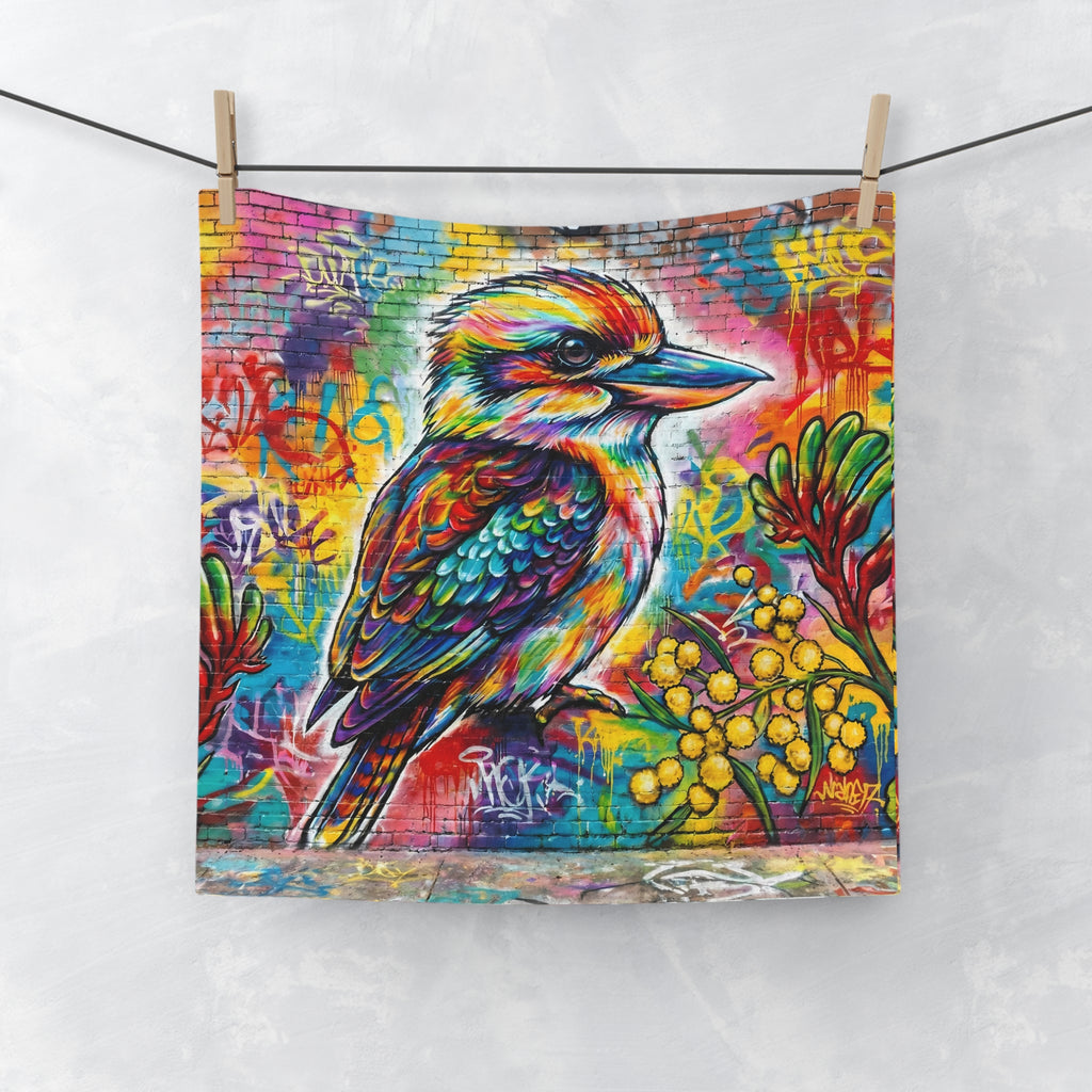 Face Towel - Vibrant Kookaburra – Urban Art Bird Design