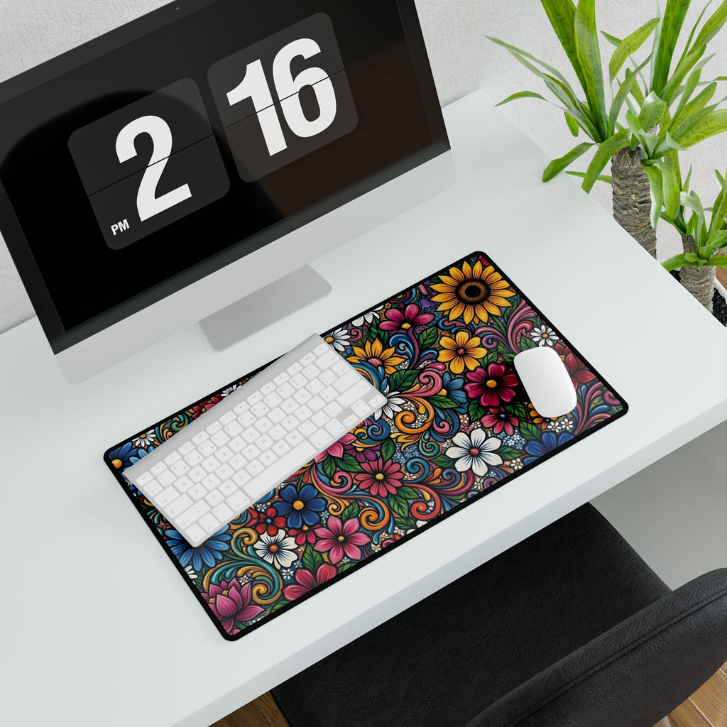 Colorful Floral Pattern Desk Mat | Boho Flower Mouse Pad