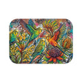 Tropical Parakeet Bath Mat — Colorful Floral Bird Bathroom Rug