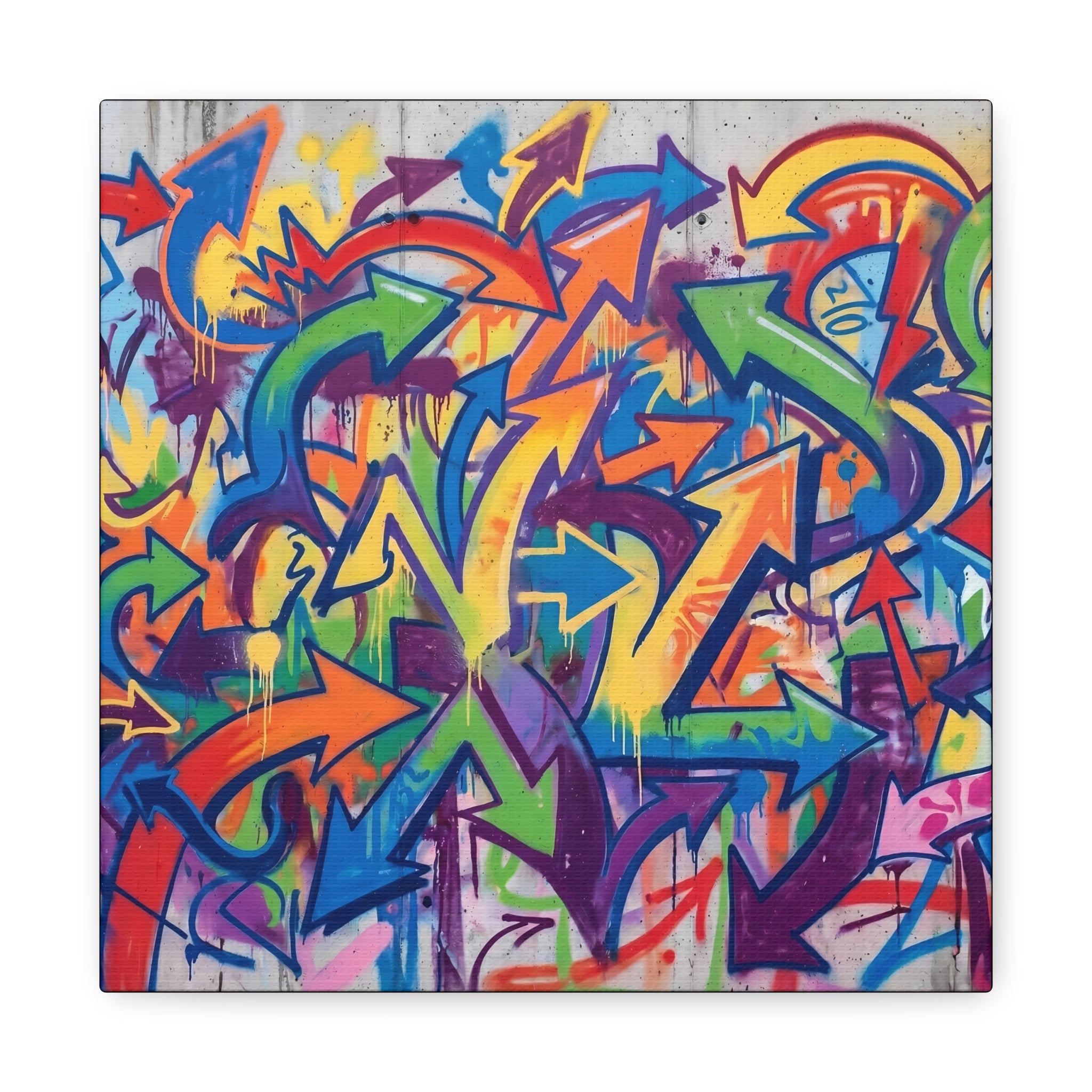 Abstract Arrow Graffiti Canvas Print — Colorful Urban Street Art Wall Decor