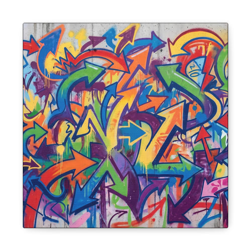 Abstract Arrow Graffiti Canvas Print — Colorful Urban Street Art Wall Decor