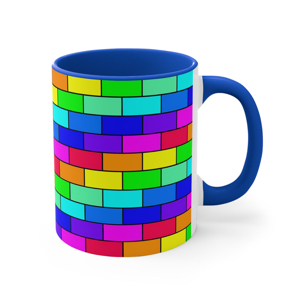 Colorful Accent Mug — Rainbow Brick Wall, 11oz