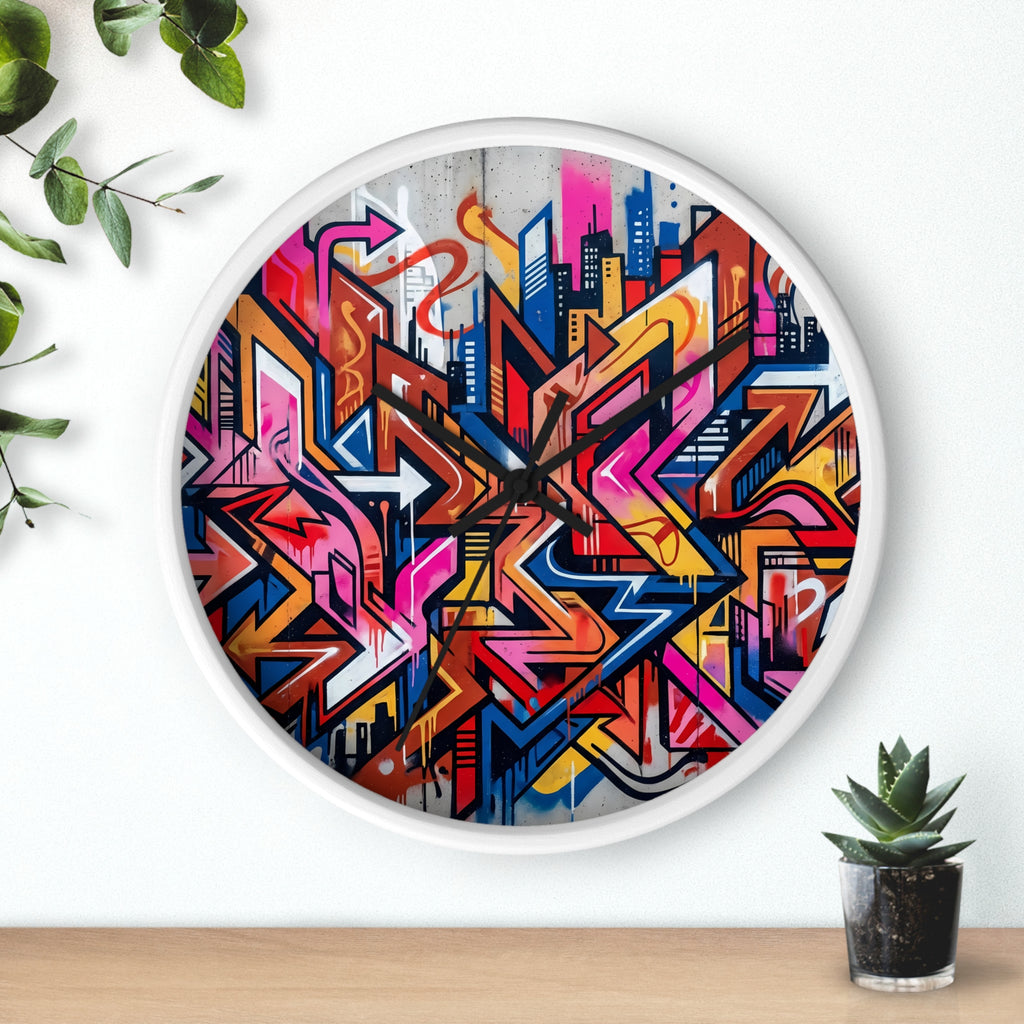 Graffiti Design Wall Clock — Colorful Urban Street Art Timepiece