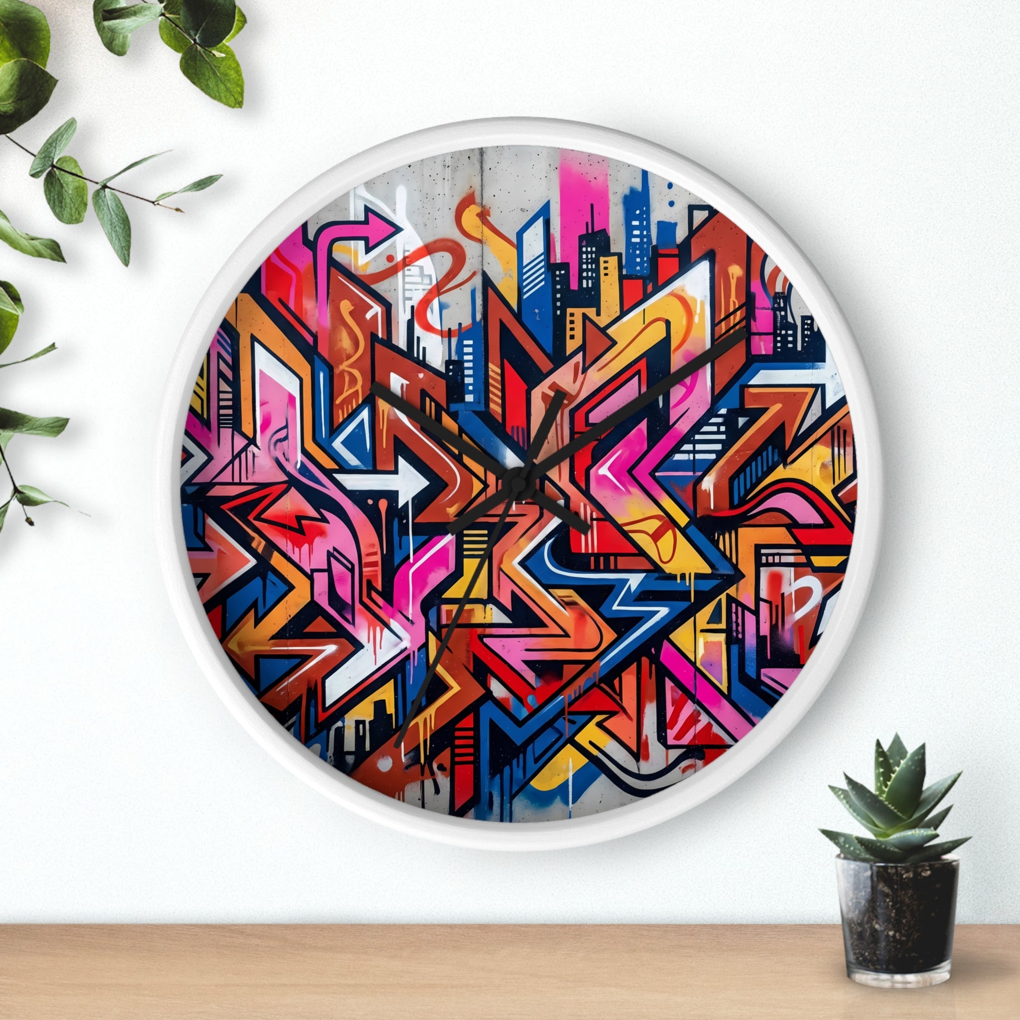 Graffiti Design Wall Clock — Colorful Urban Street Art Timepiece