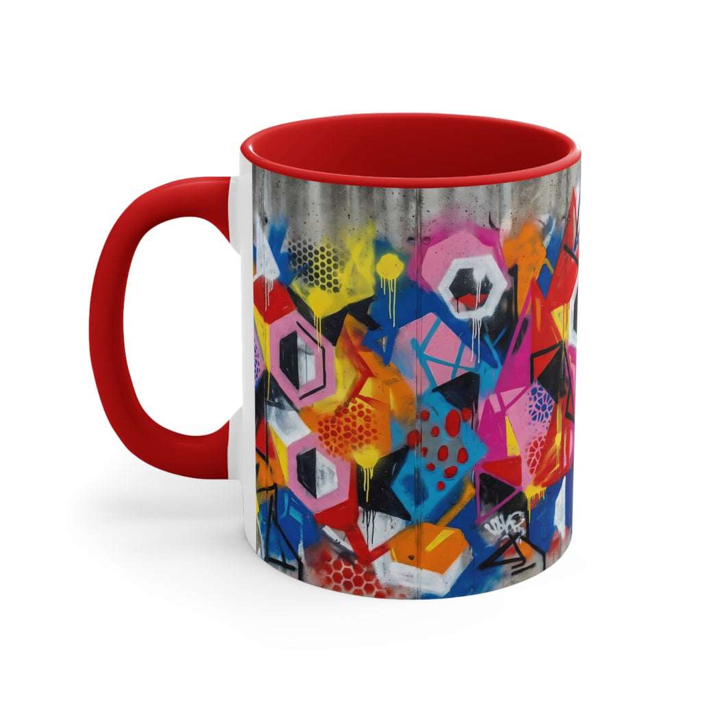 Colorful Geometric Accent Mug — 11oz Vibrant Abstract Coffee Cup