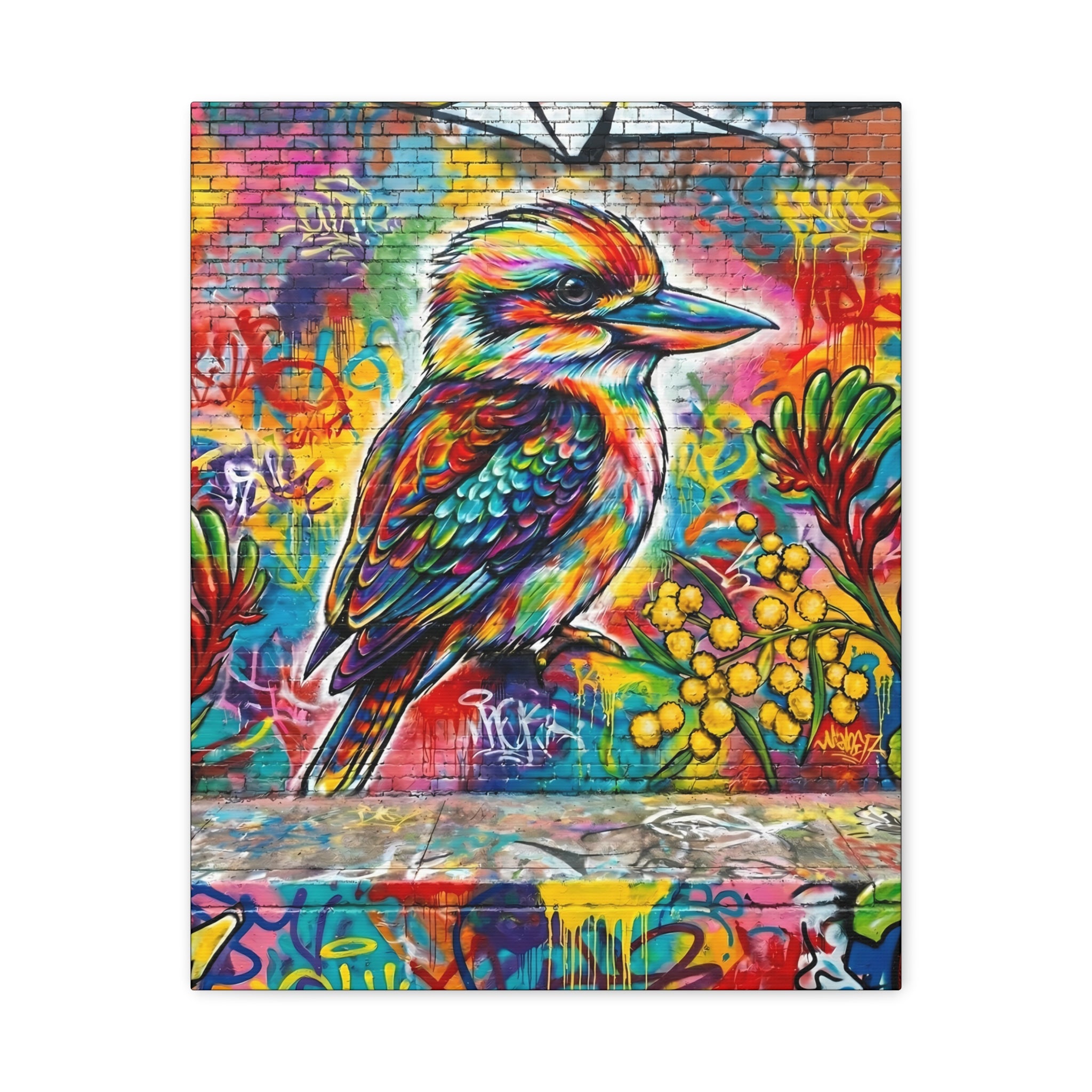Graffiti Art Kookaburra Matte Canvas Stretched 1.25"