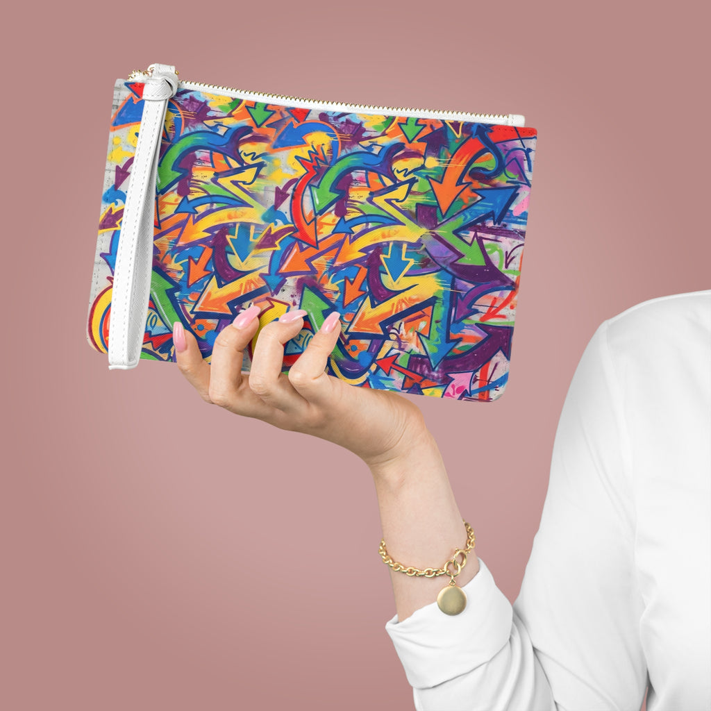 Graffiti Arrow Clutch Bag — Colorful Street Art Wristlet
