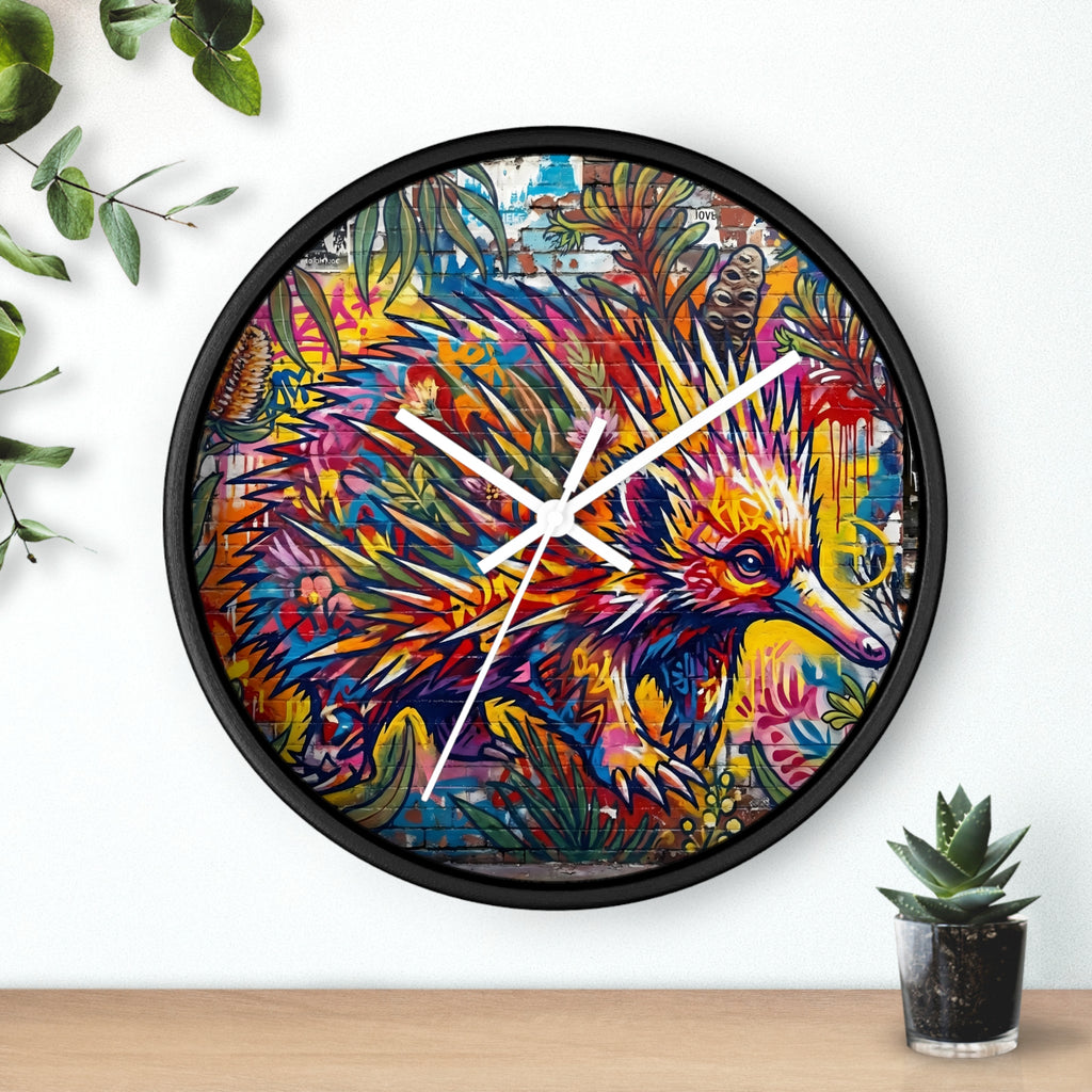 Echidna Graffiti Wall Clock — Urban Street Art Timepiece