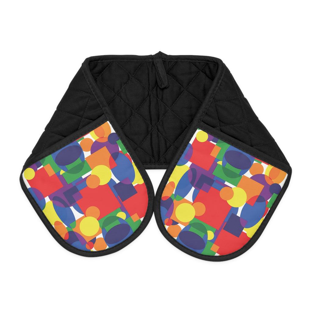 Double Oven Mitts - Colorful Geometric Pattern