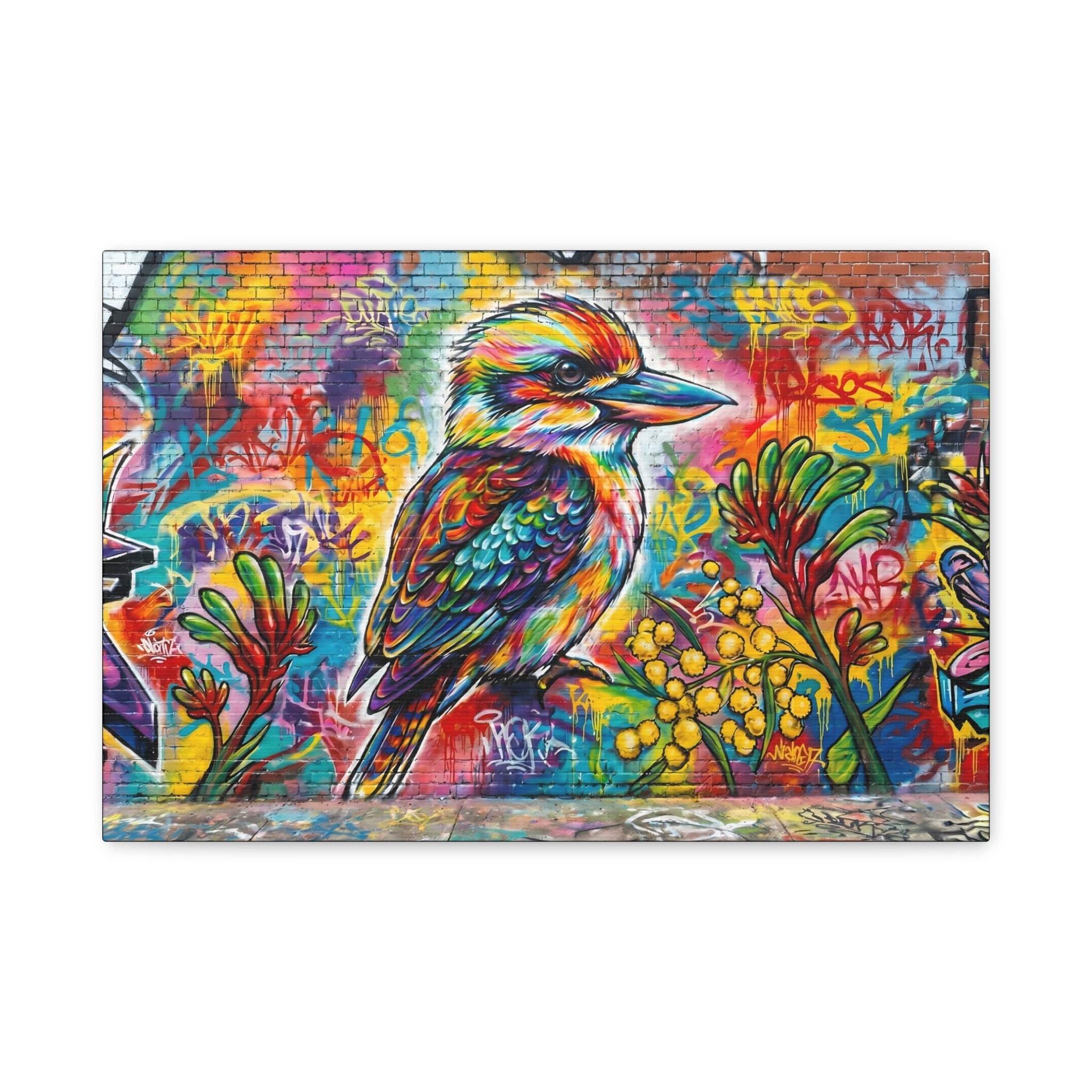 Graffiti Art Kookaburra Matte Canvas Stretched 1.25"