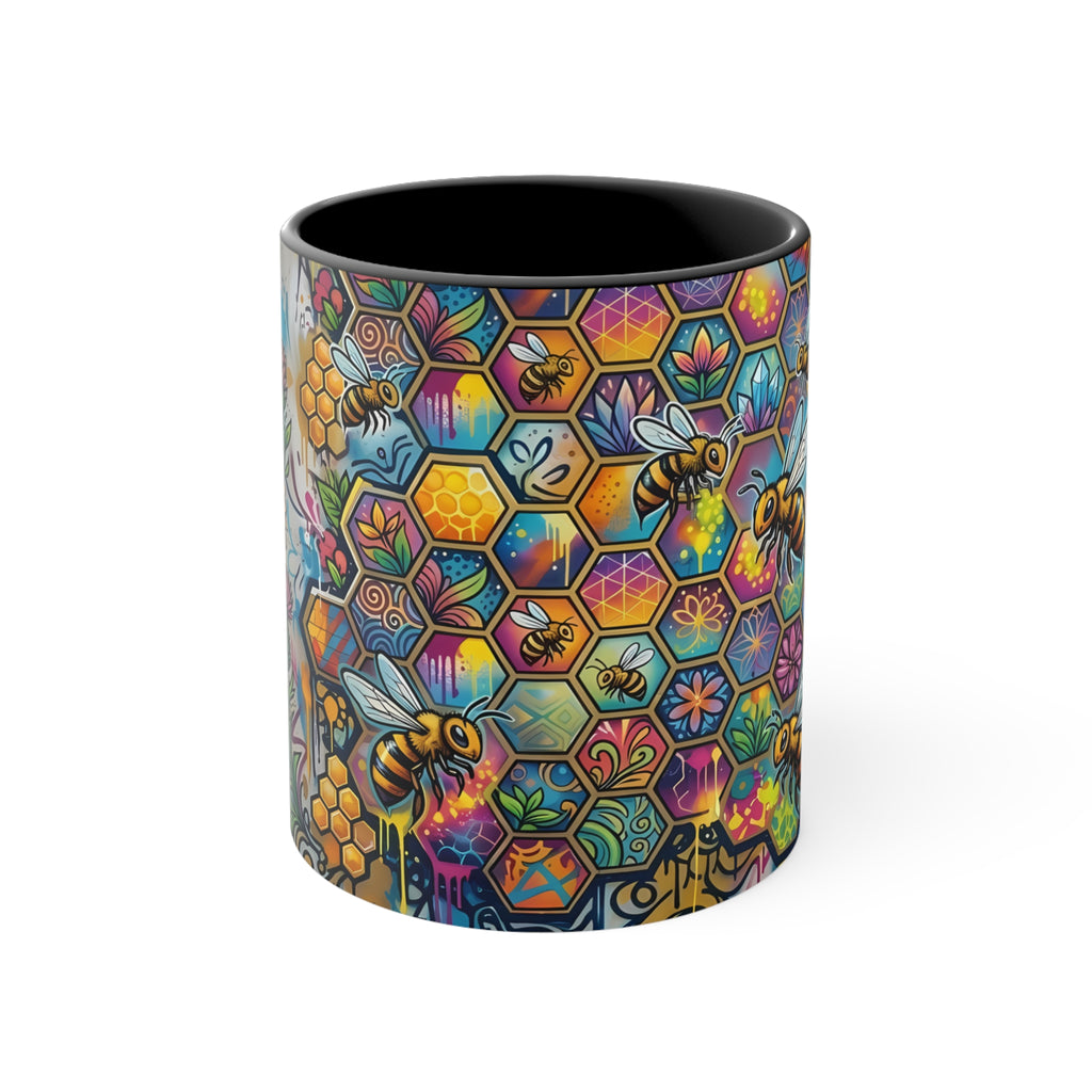 Honeycomb Bees Mug | Urban Art Design Coffee Mug, 11oz Ceramic