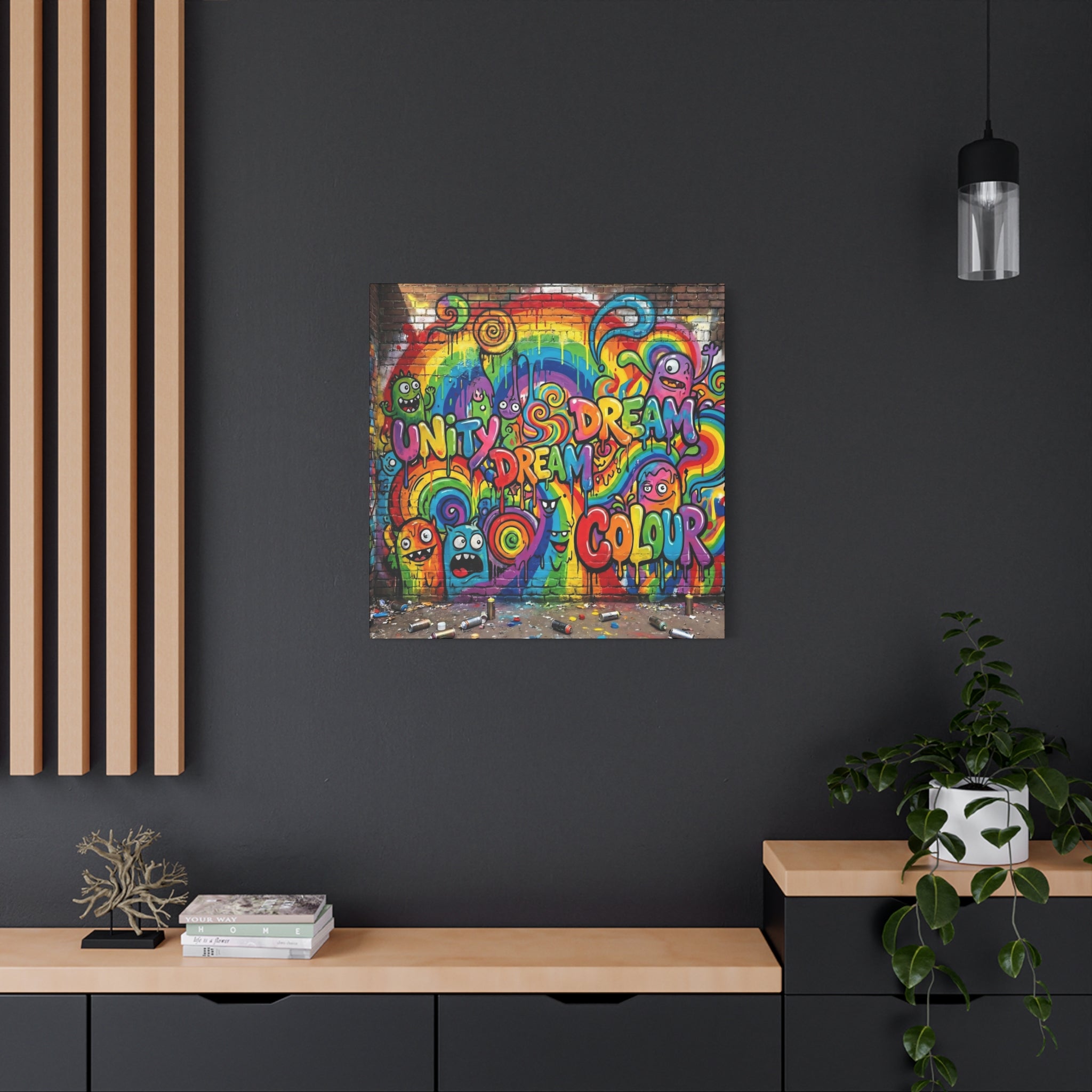 Rainbow Graffiti Canvas Wall Art - "Unity Dream Colour" Matte Stretched Print