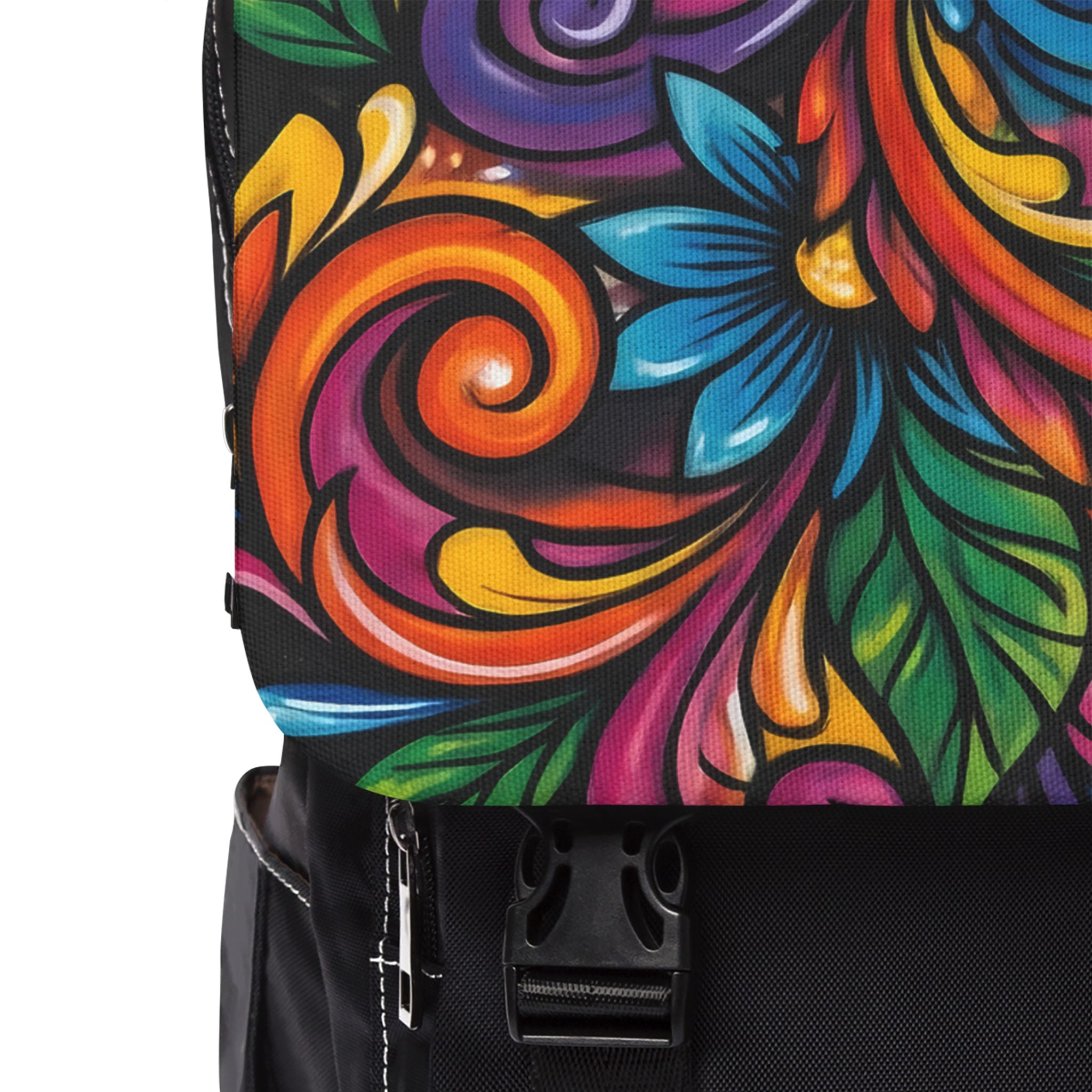 Floral Boho Backpack — Colorful Hand-Painted Flower Shoulder Bag