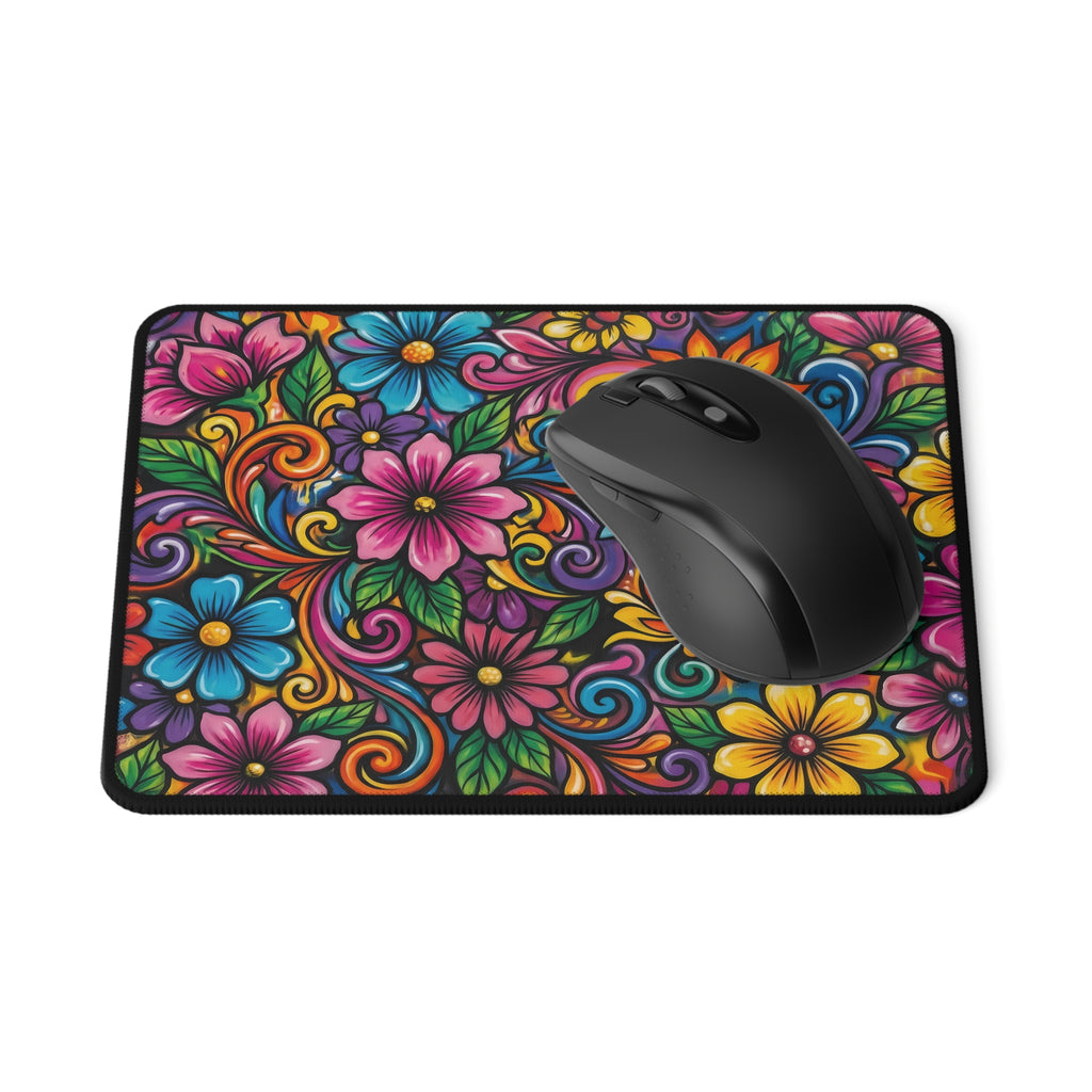 Floral Non-Slip Gaming Mouse Pad — Colorful Boho Flowers