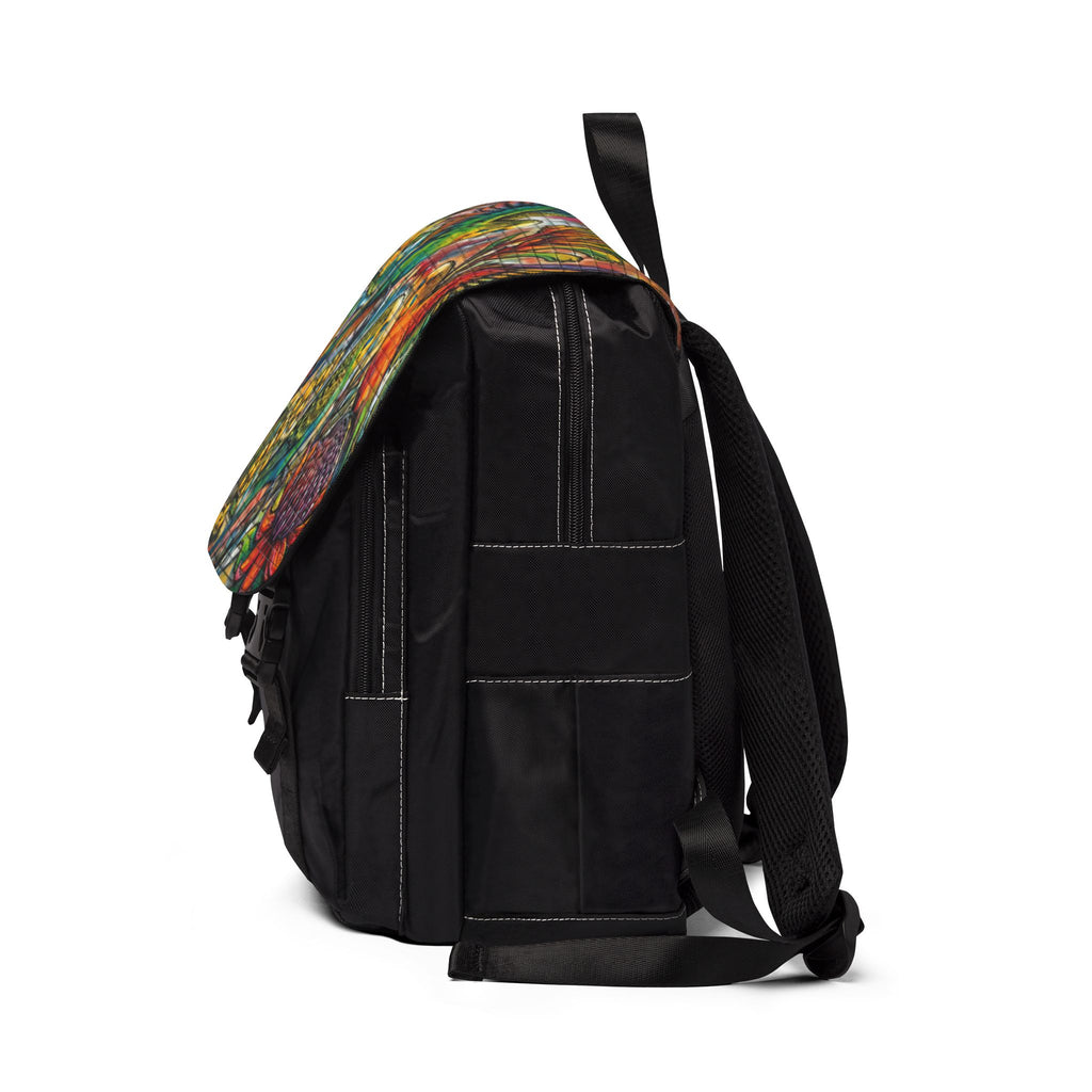 Colorful Budgie Graffiti Art Backpack — Vibrant Urban Shoulder Bag