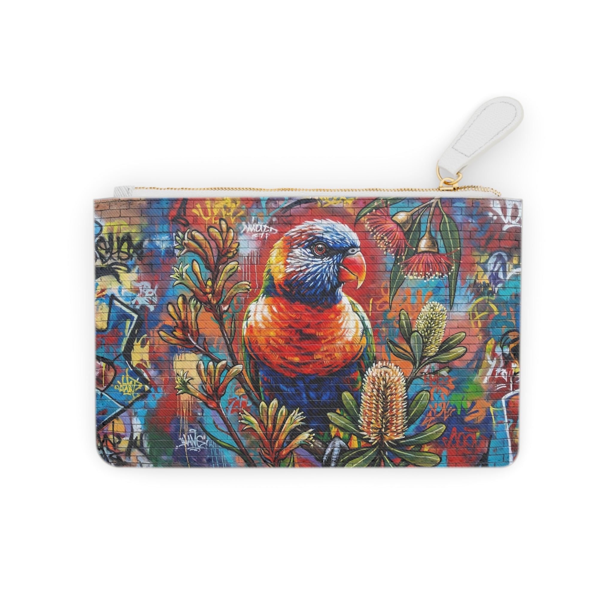 Mini Clutch Bag - Rainbow Lorikeet Colorful Graffiti Art