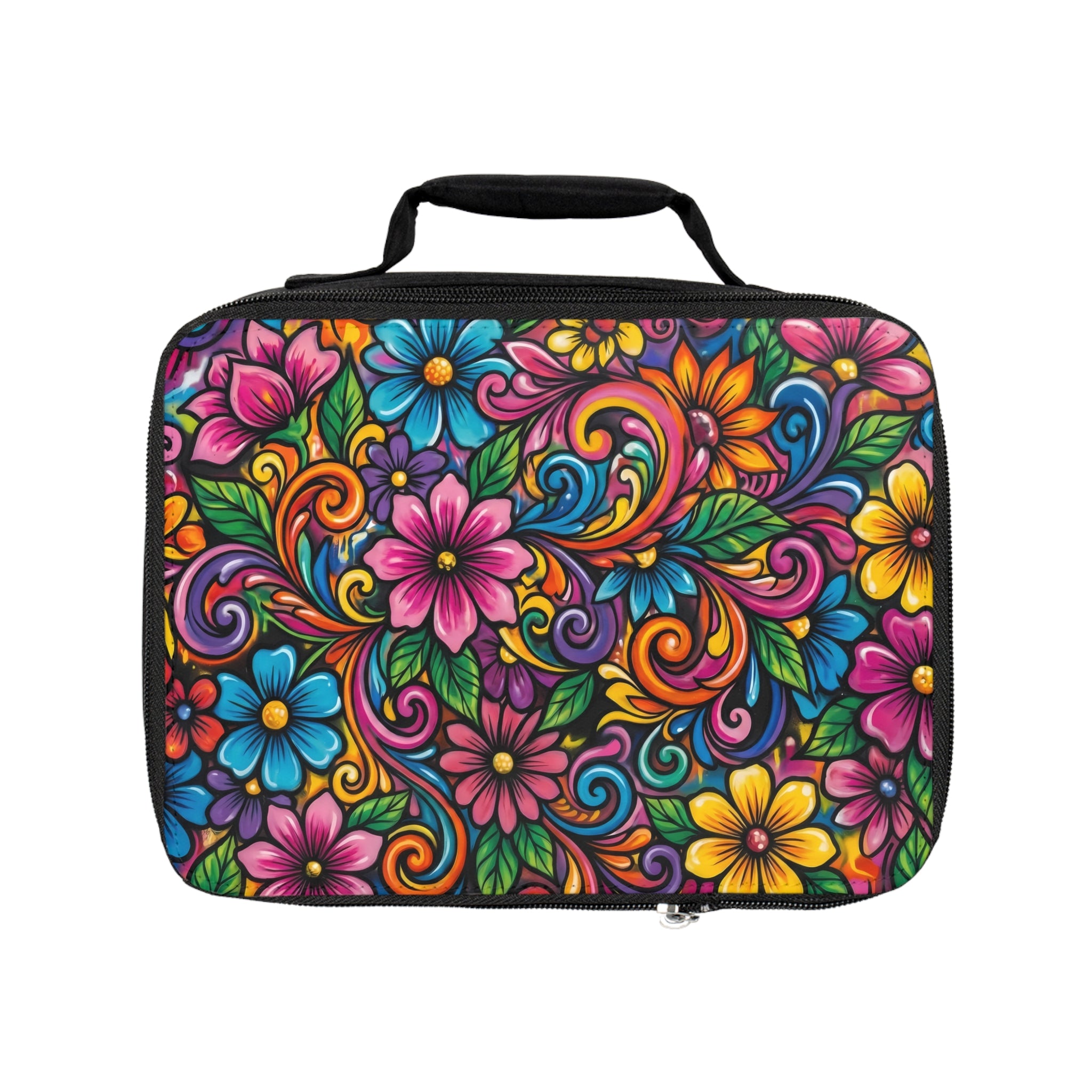 Vibrant Floral Pattern Lunch Bag — Colorful Floral Insulated lunch bag