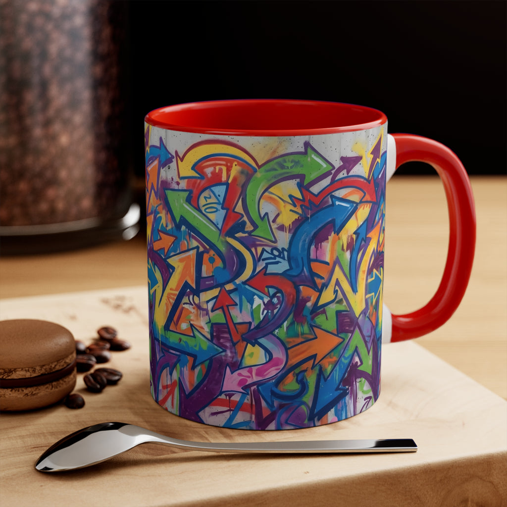 Graffiti Arrows Accent Mug — Colorful Urban Art 11oz