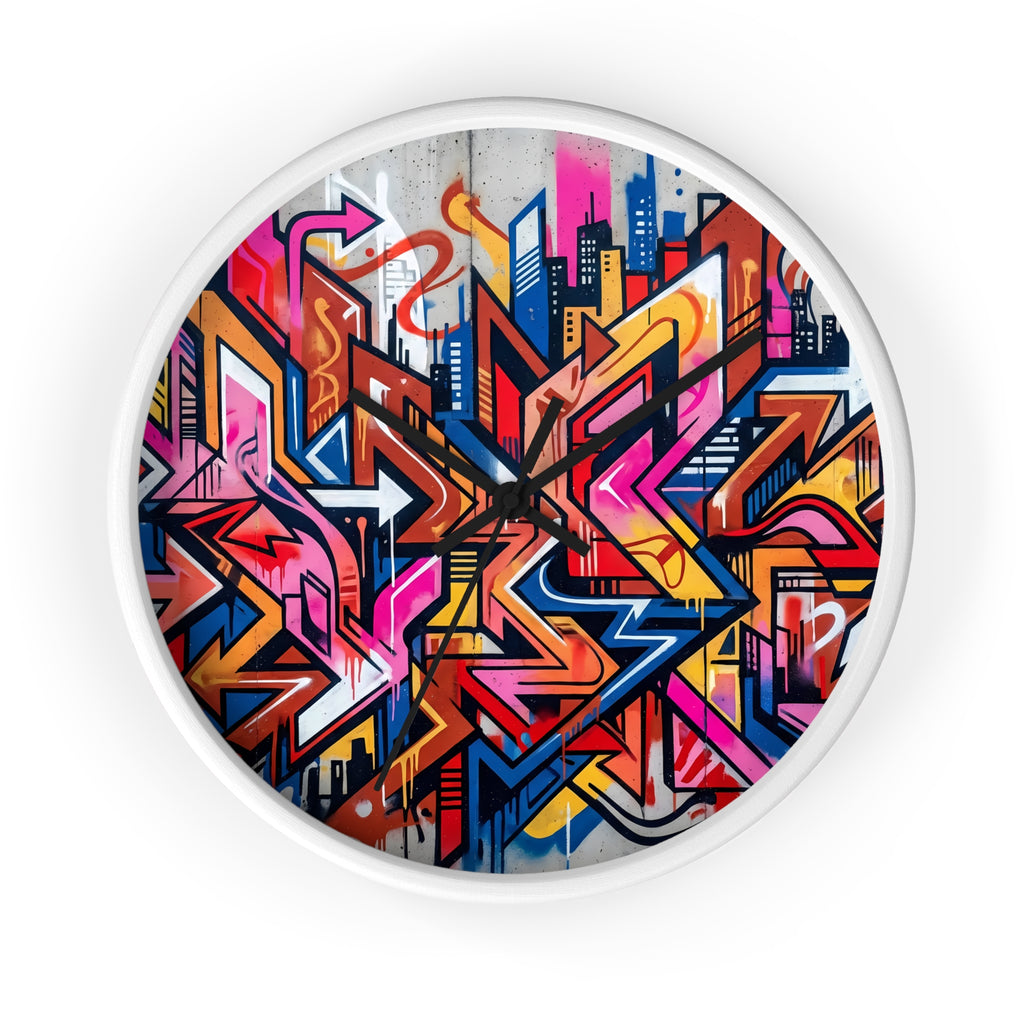 Graffiti Design Wall Clock — Colorful Urban Street Art Timepiece
