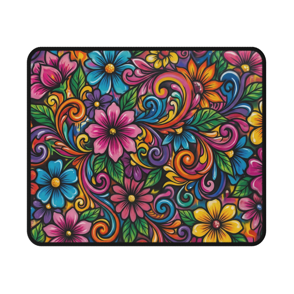 Floral Non-Slip Gaming Mouse Pad — Colorful Boho Flowers