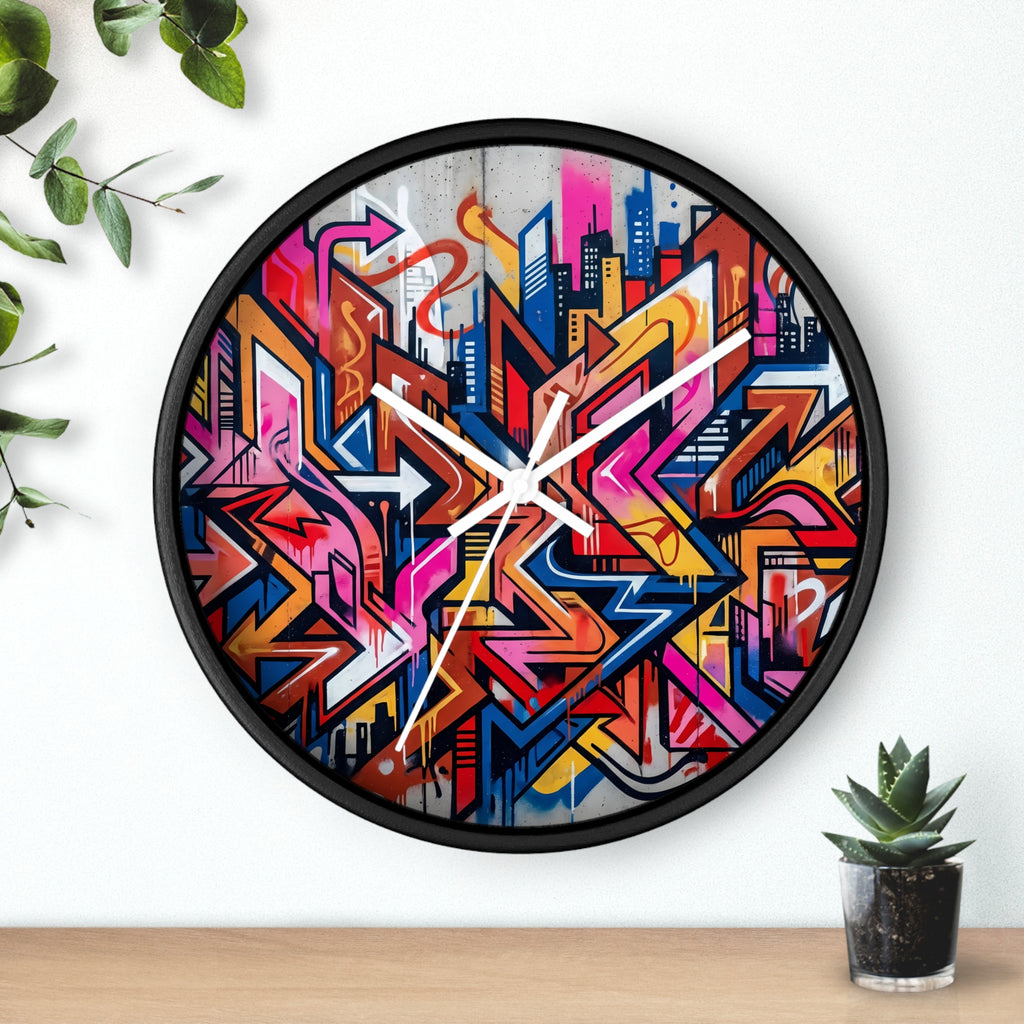 Graffiti Design Wall Clock — Colorful Urban Street Art Timepiece