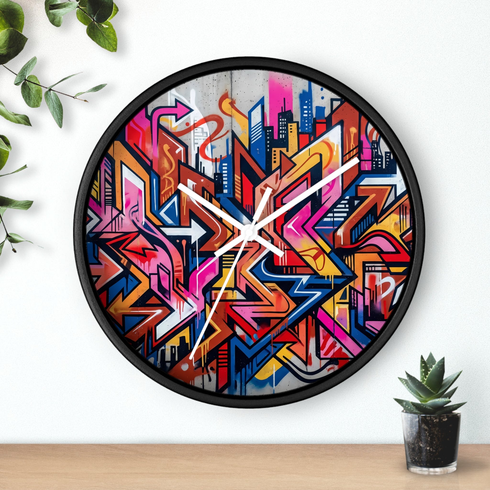 Graffiti Design Wall Clock — Colorful Urban Street Art Timepiece